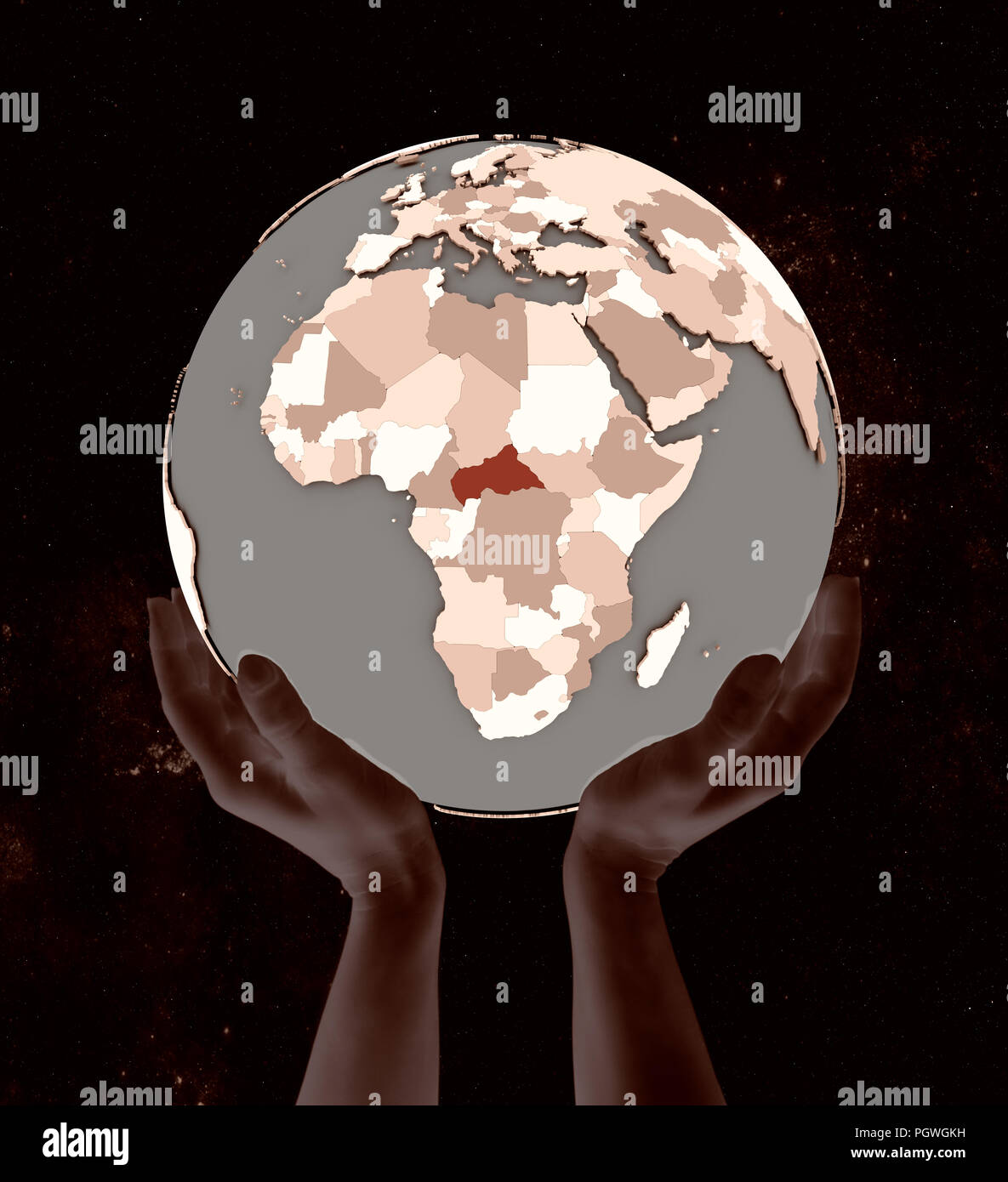Africa globe hands hi-res stock photography and images - Alamy