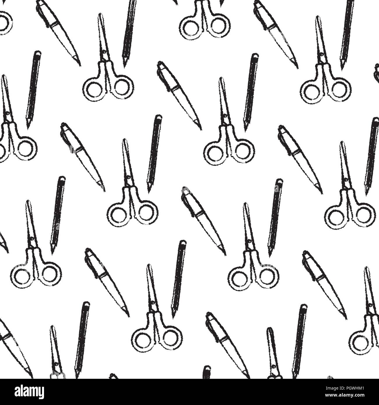 grunge scissors and pen school tools background Stock Vector Image
