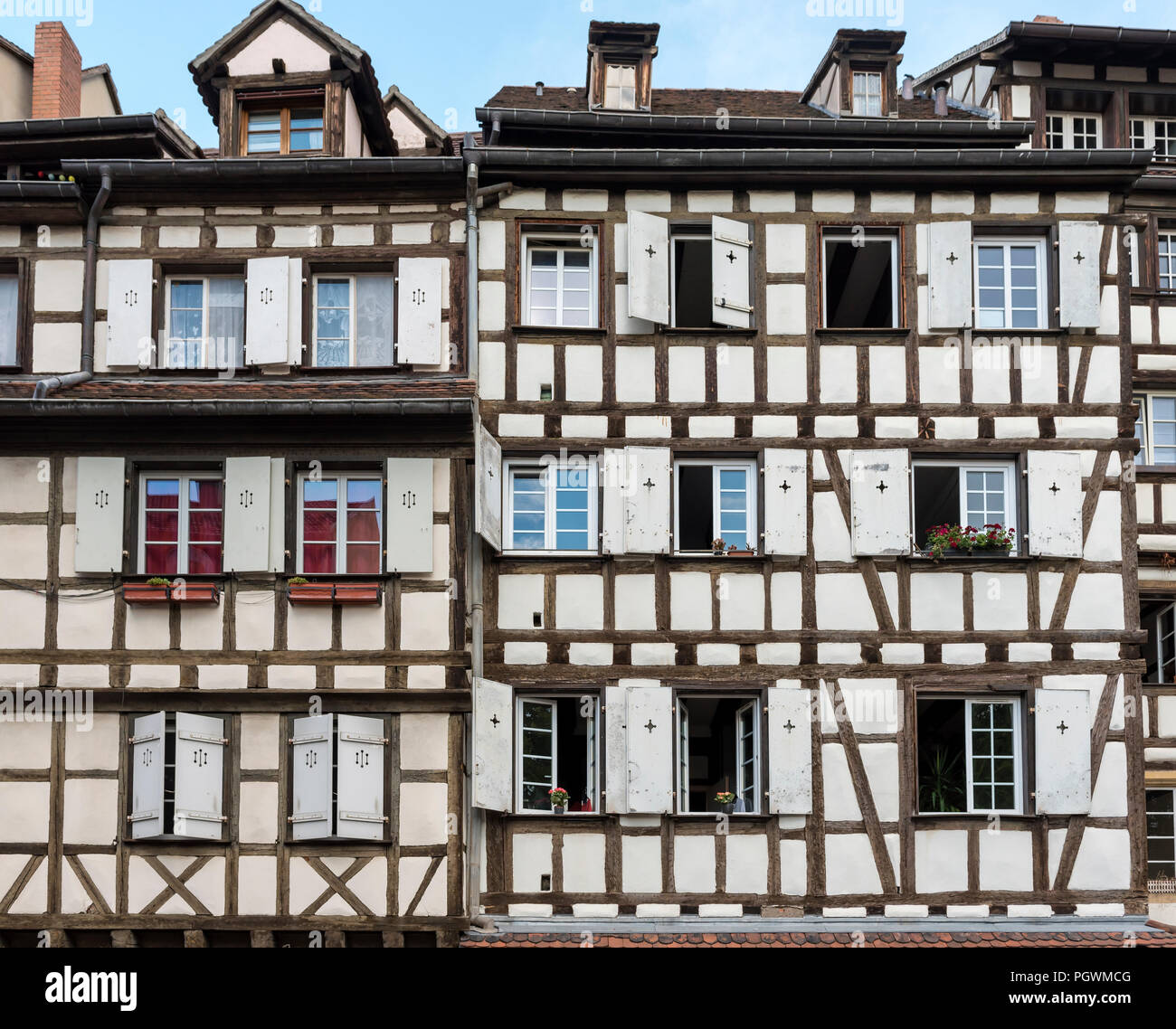 Houses in Rue des Tanneurs, Tanners' District, Colmar, France Stock Photo