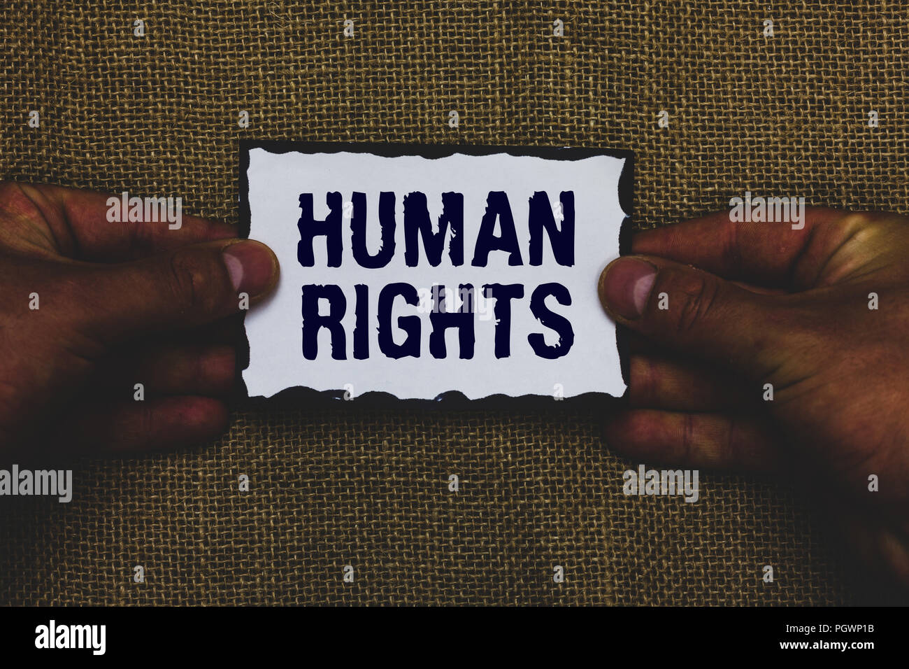 Handwriting text Human Rights. Concept meaning Moral Principles Standards Norms of a people