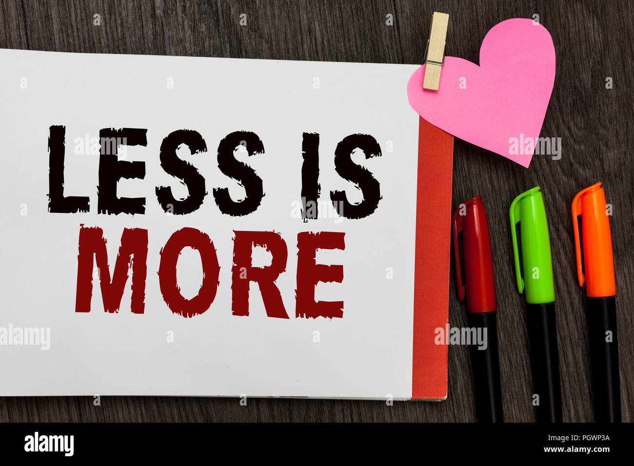 Less Writing Word writing text Less Is More. Business concept for Minimalist ...