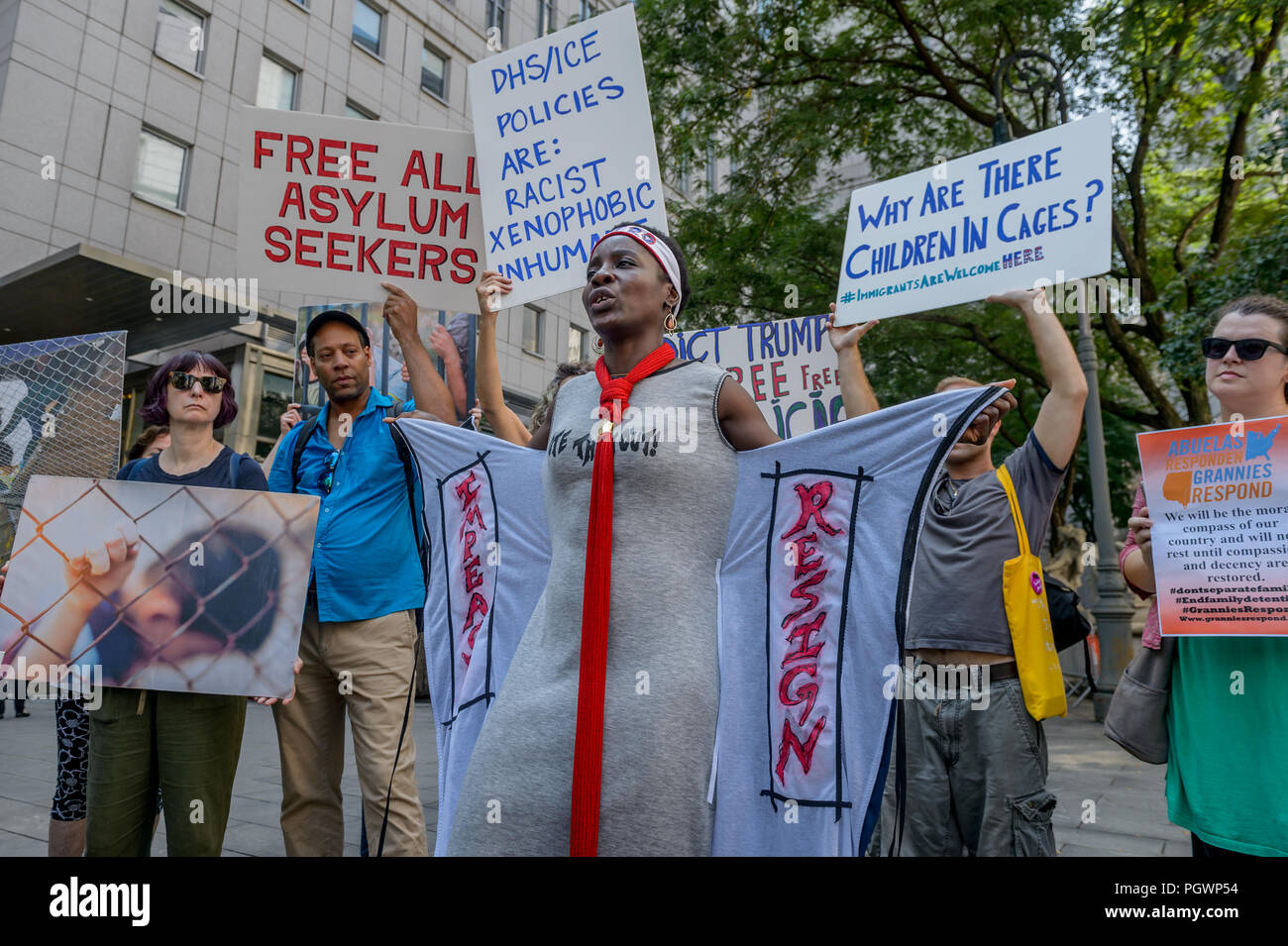 New York, United States. 28th Aug, 2018. Patricia Okoumou, the woman who scaled the Statue of Liberty, headed back to court on August 28, 2018 for a procedural hearing to schedule Okoumou's trial date for early November. Credit: Erik McGregor/Pacific Press/Alamy Live News Stock Photo
