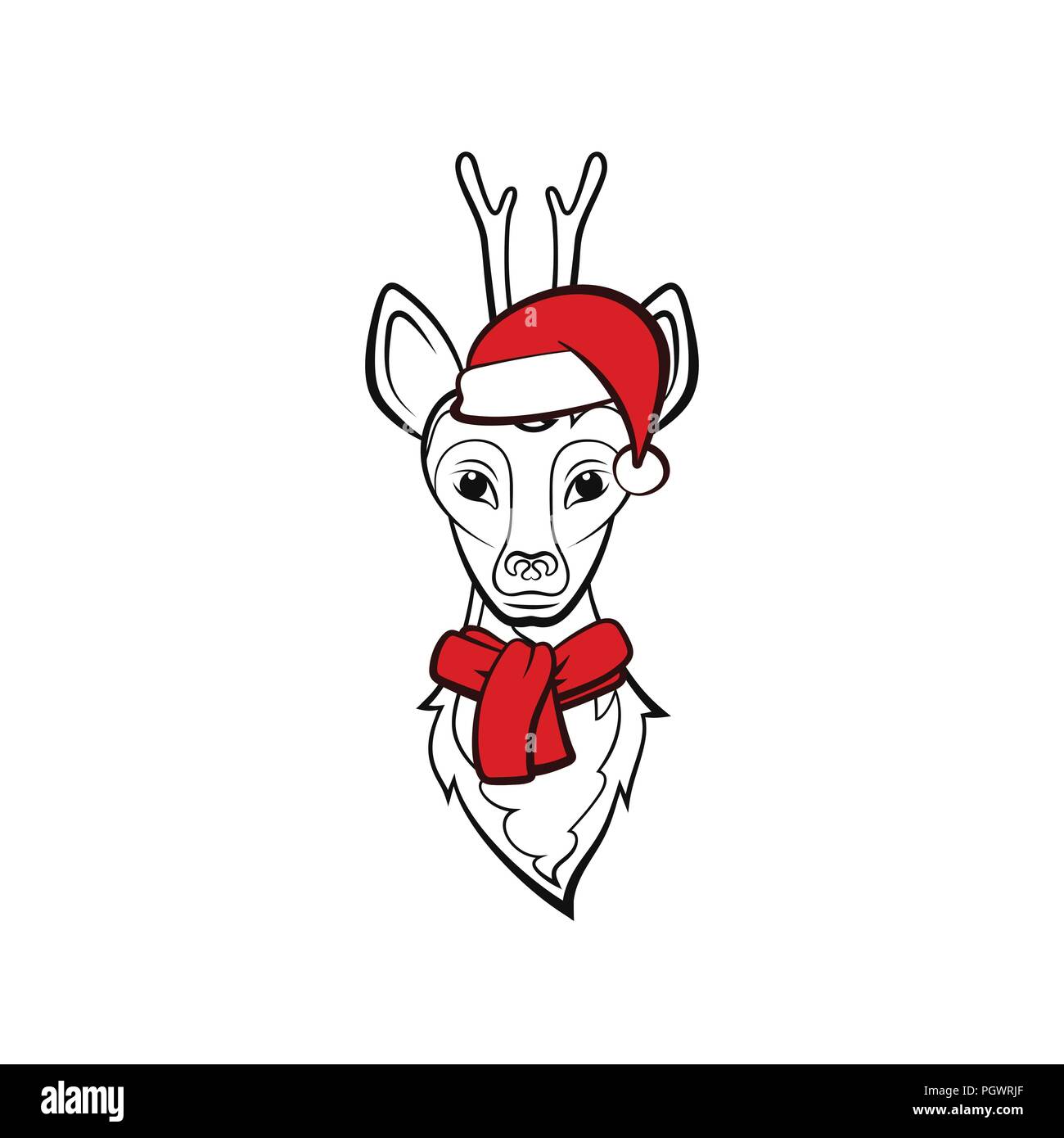 Head of a roe deer. Vector illustration. Christmas animals Stock Vector