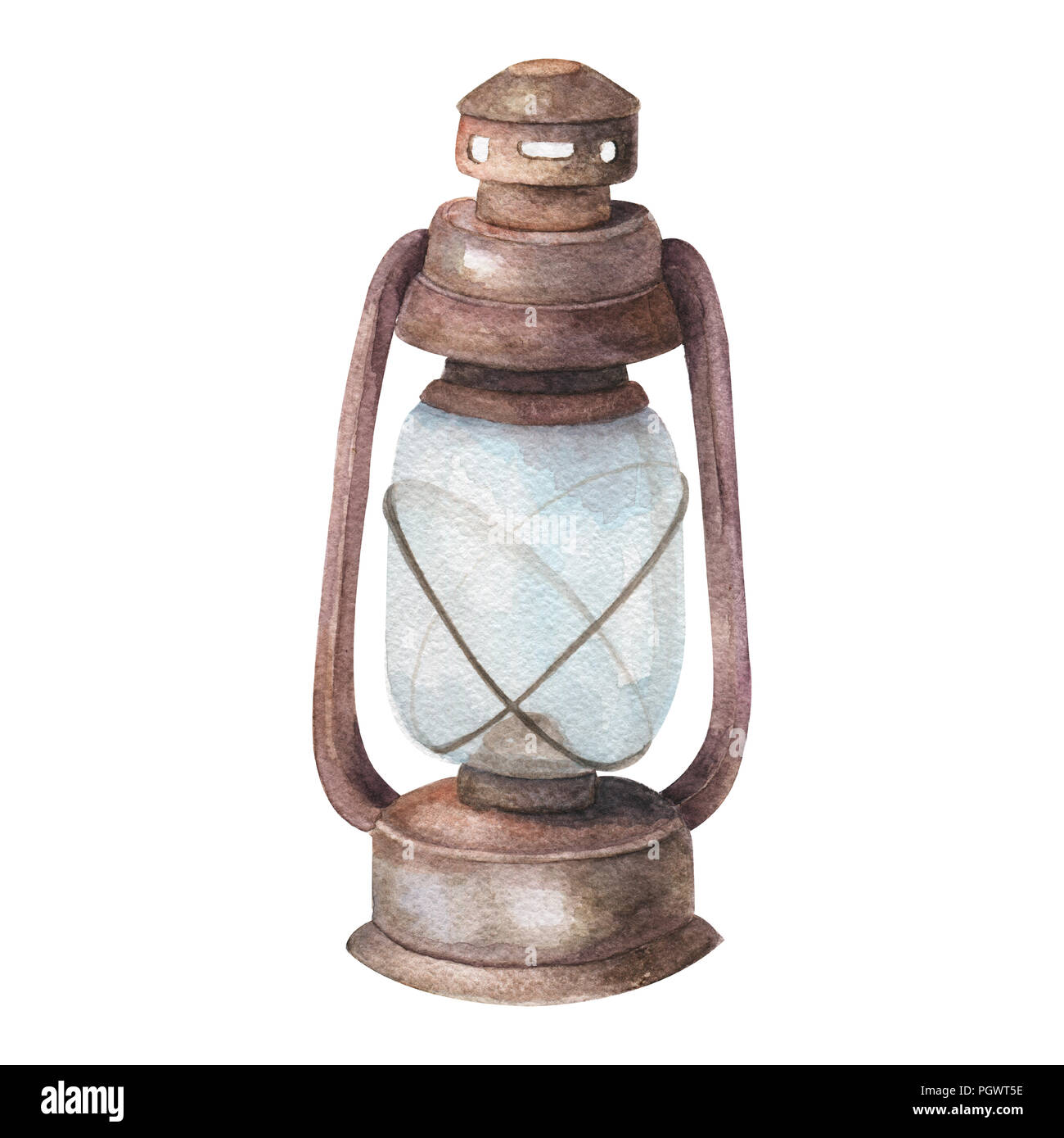 Watercolor old lamp, painting drawing bright old fashioned hand flashlight.  Kerosene lamp or candle houses old lamp birthday, wedding Geometric illust  Stock Photo - Alamy