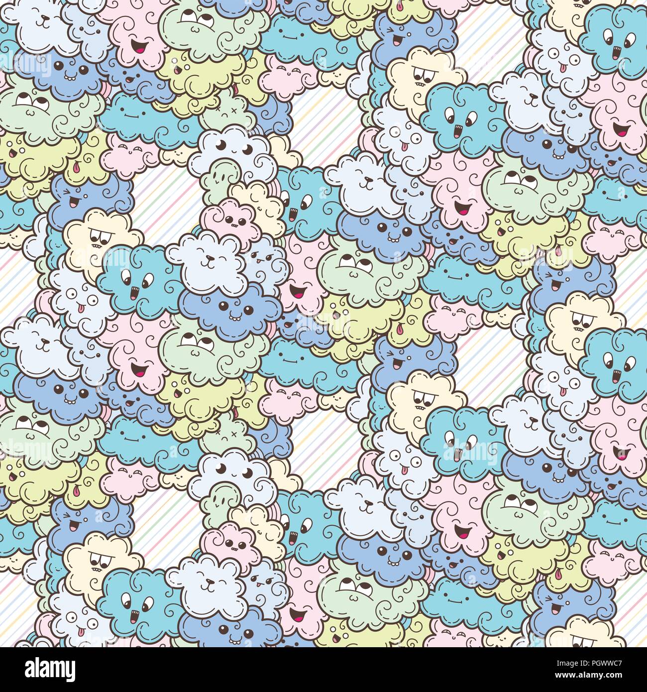 Seamless pattern with funny doodle clouds for prints, designs and ...