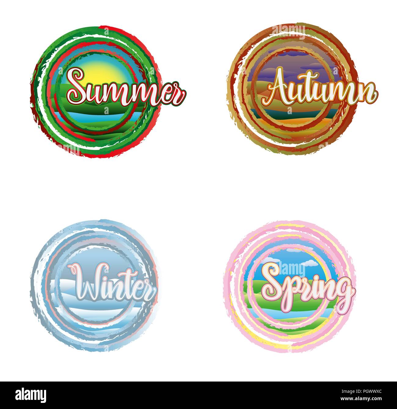 Four seasons cards, vector illustration Stock Vector