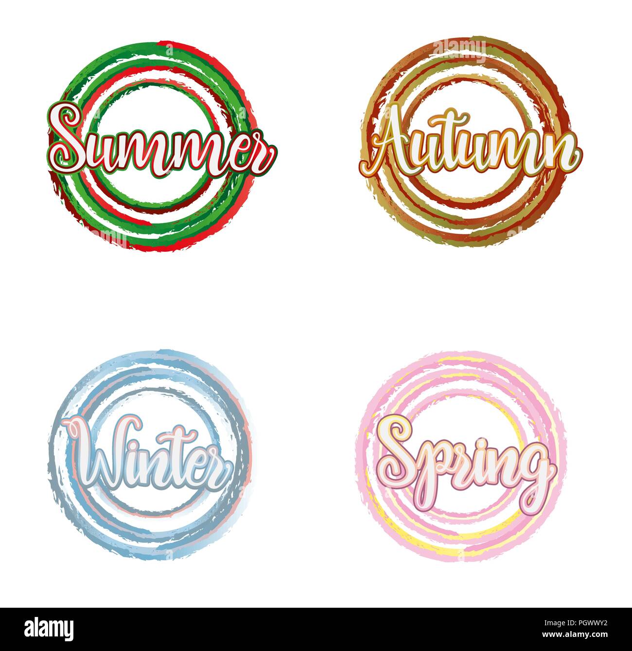 Four seasons cards, vector illustration Stock Vector