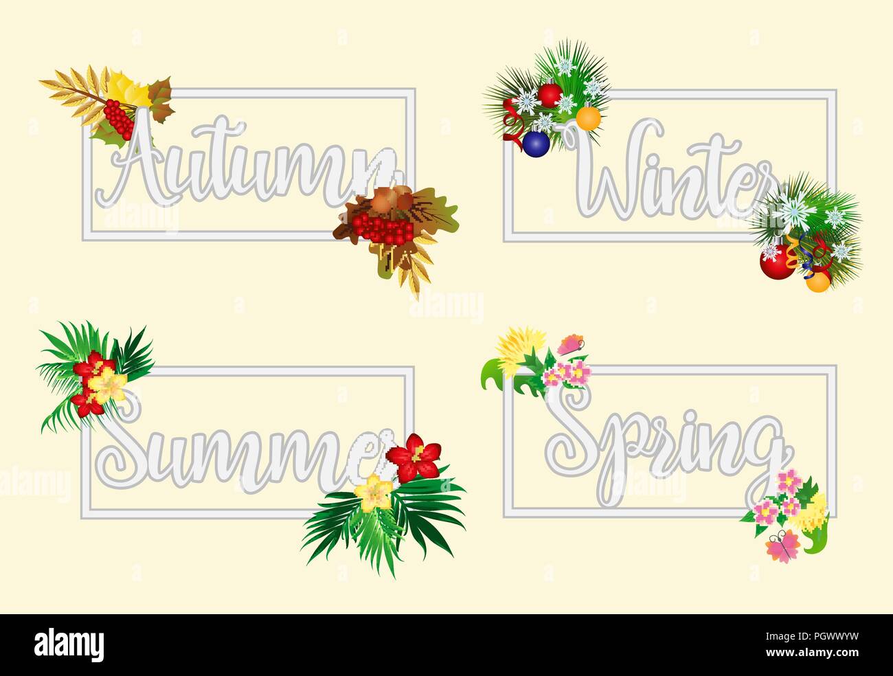 Four seasons words, vector illustration Stock Vector Image & Art - Alamy