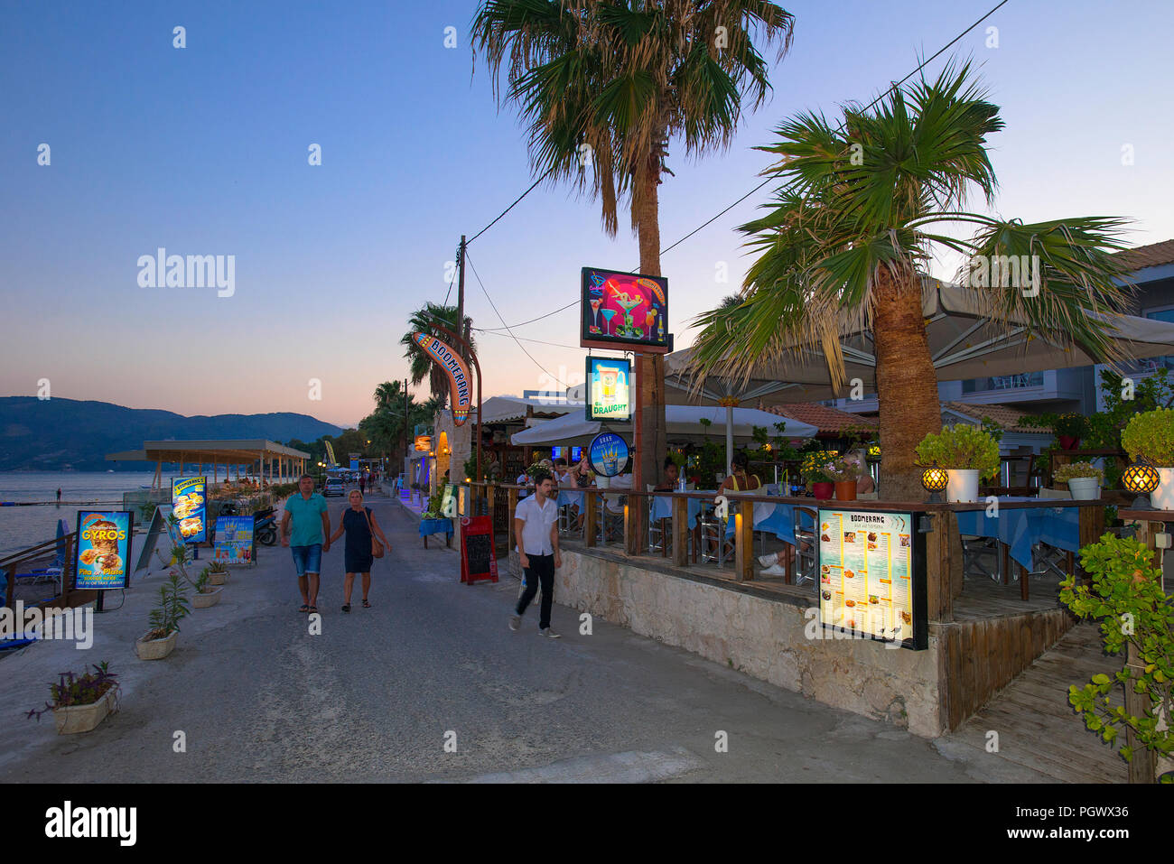 Sea front Taverna, Agios Sostis, Zakynthos, Greece Stock Photo