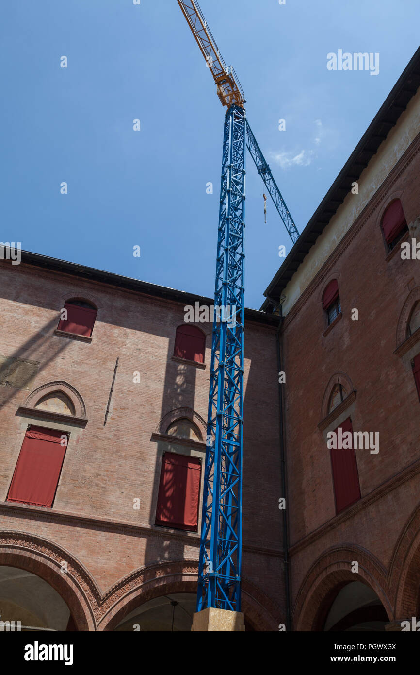 reconstruction of the facade of a old building in italy (bologna