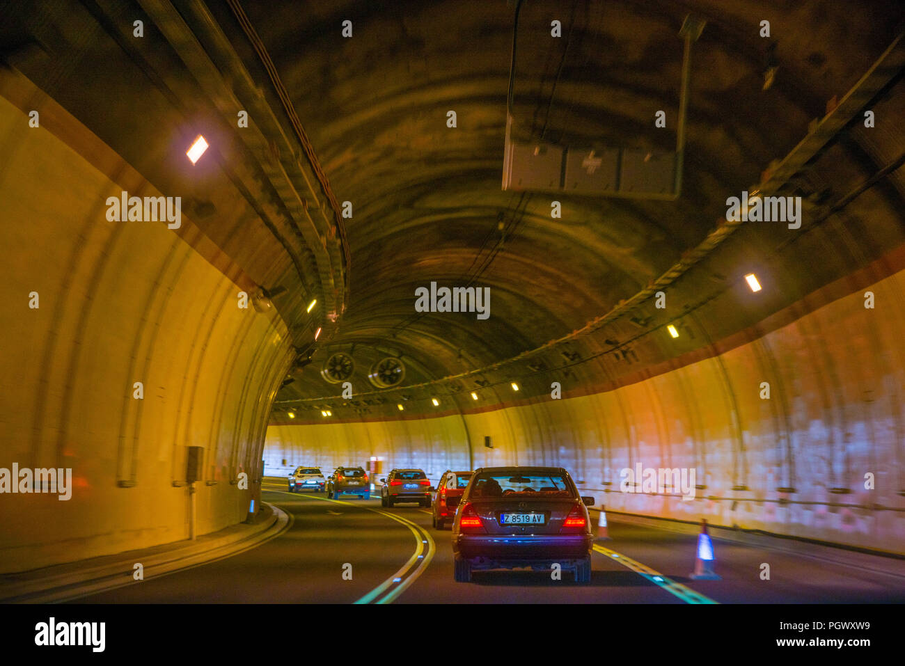 Traffic inside a tunnel Stock Photo Alamy