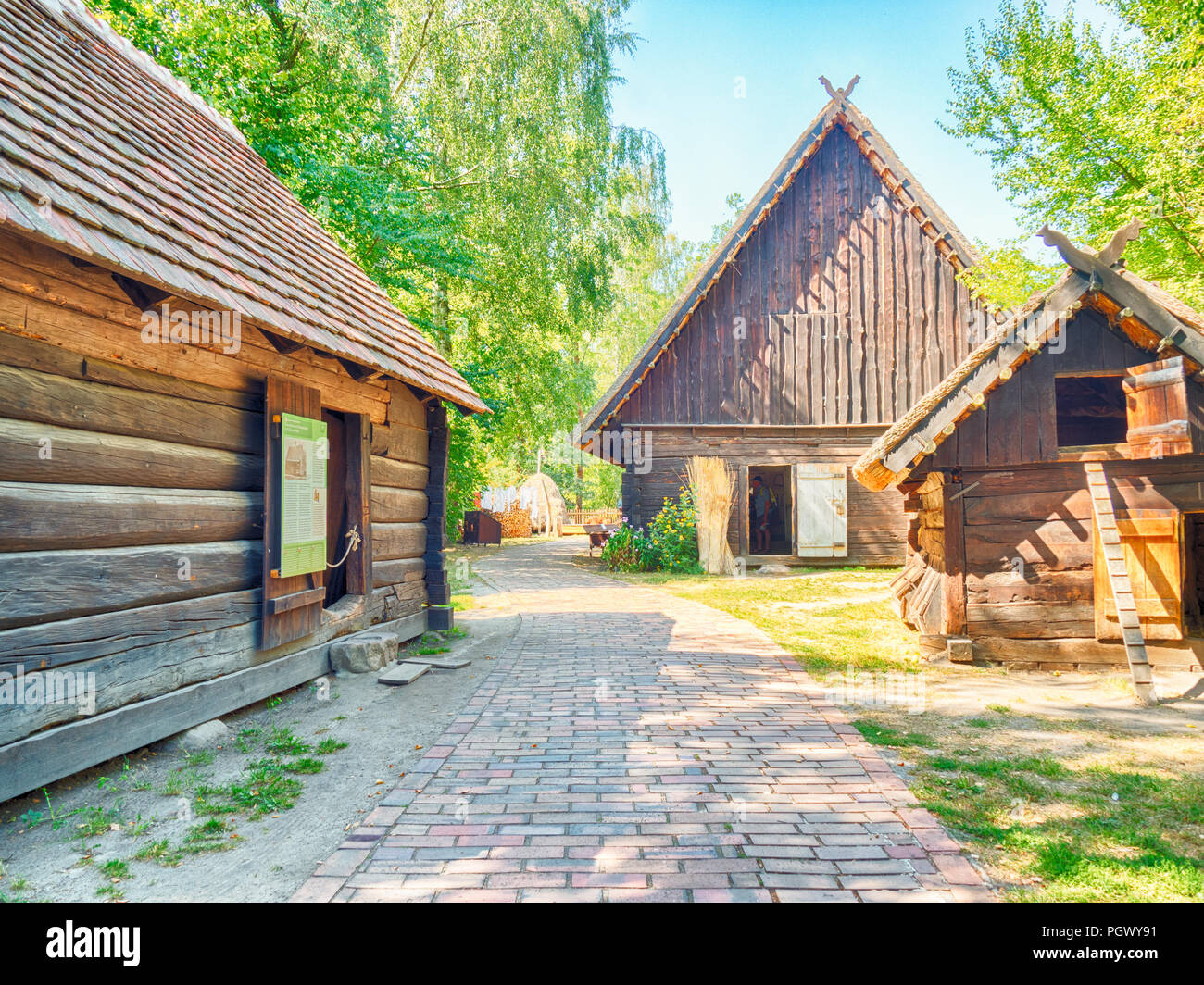 Cottages in open-air museum (Spreewaldmuseum) in Lehde, Spreewald, Germany Stock Photo