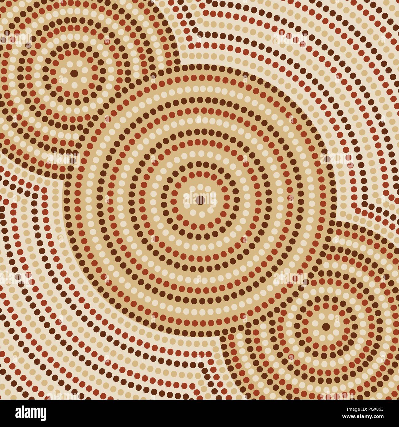 Riverbank abstract Aboriginal dot painting in vector format Stock Vector