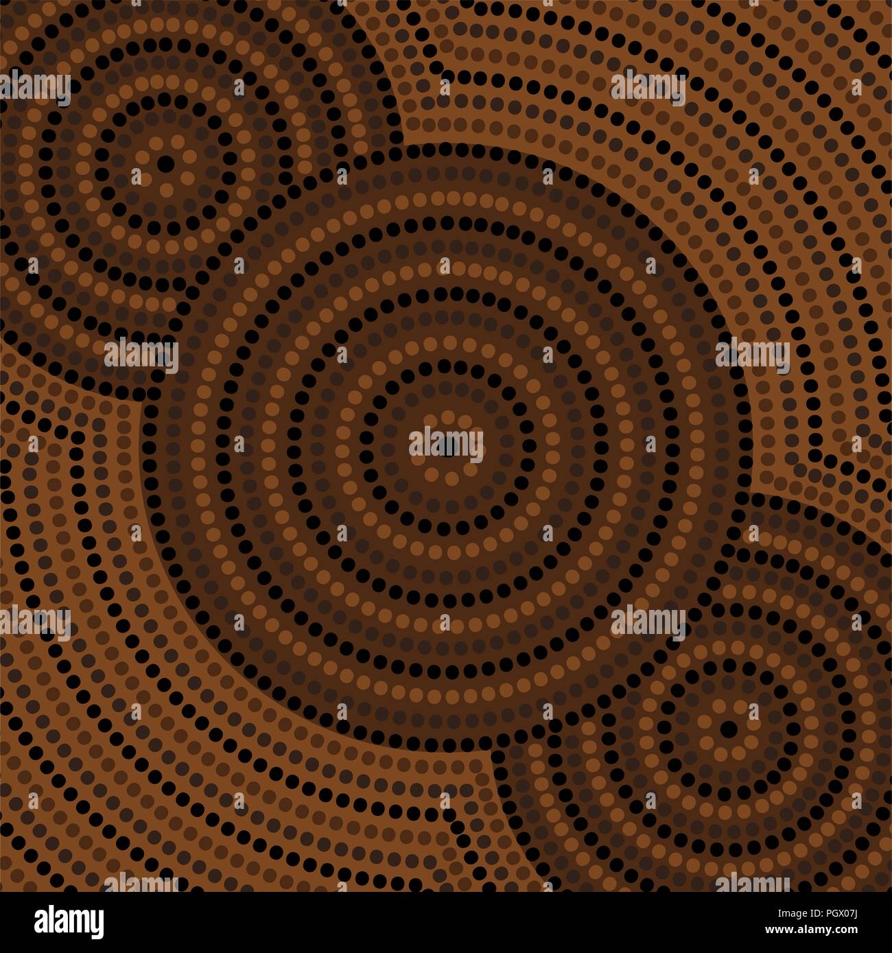 Riverbank abstract Aboriginal dot painting in vector format Stock Vector