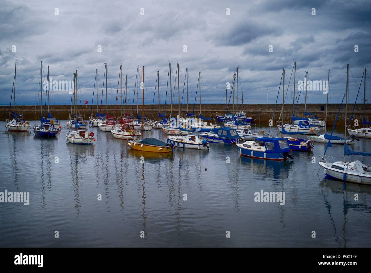 Yachts in Fisherrow Harbor, East Lothian, Scotland, Stock Photo