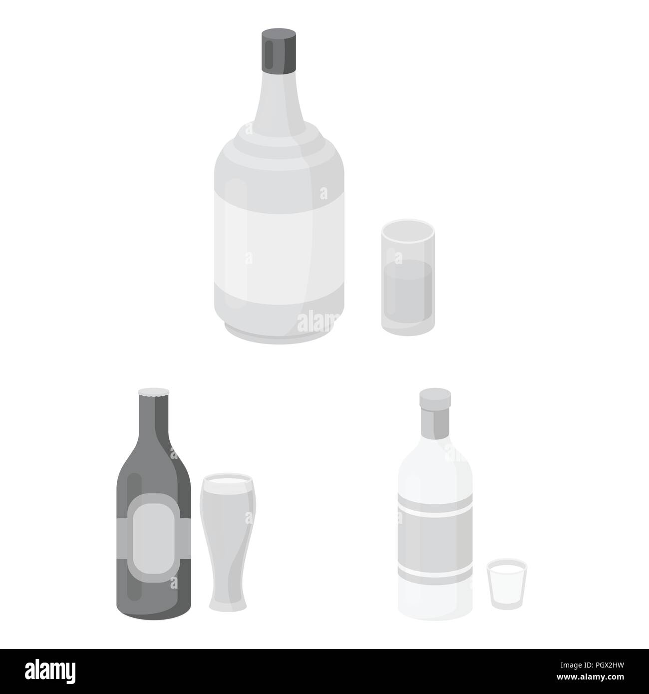 Types of alcohol monochrome icons in set collection for design. Alcohol ...