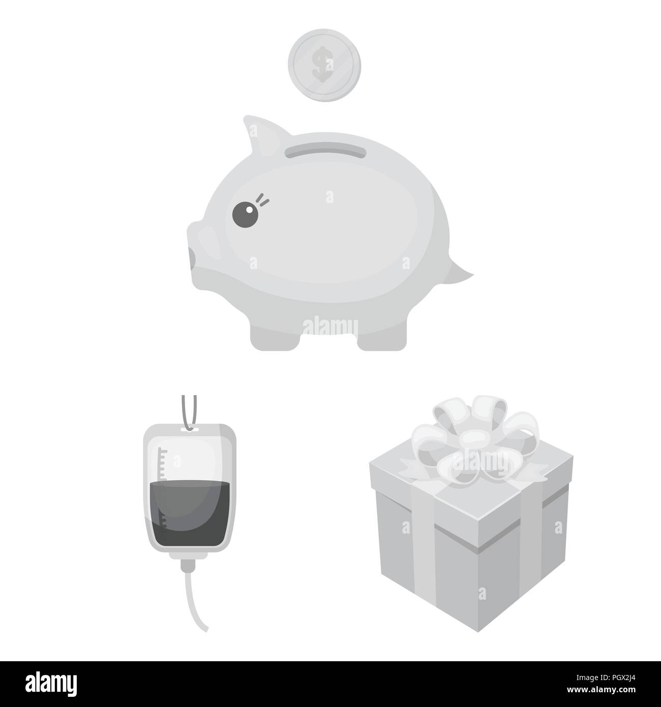 Charity and donation monochrome icons in set collection for design ...