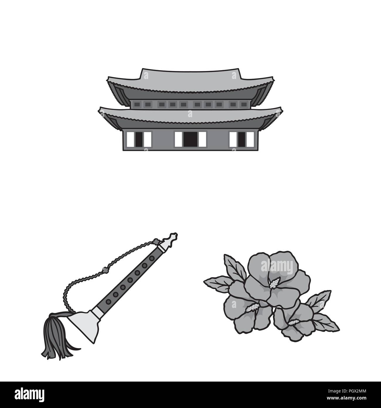 Country South Korea monochrome icons in set collection for design ...
