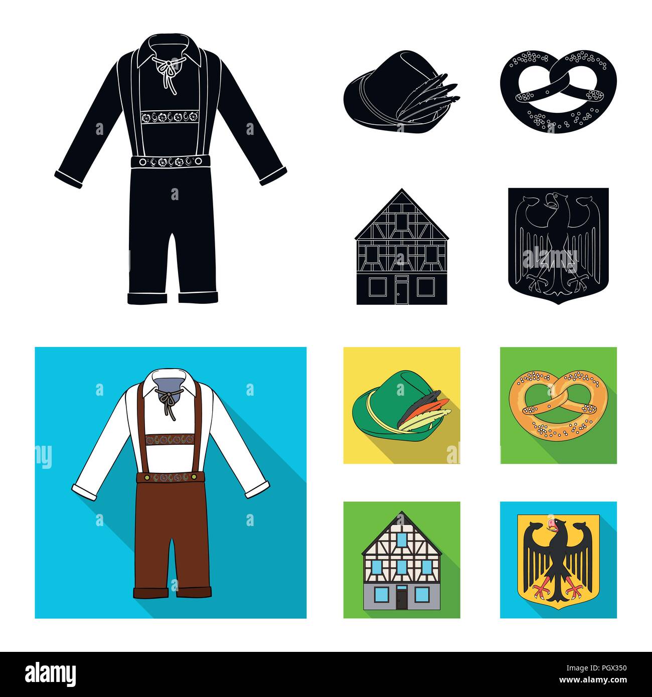 Country Germany black, flat icons in set collection for design. Germany ...