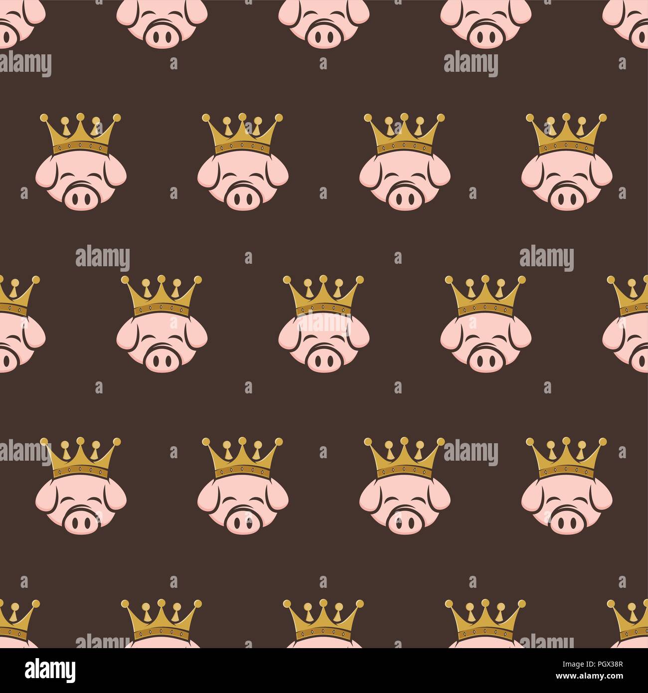 king pig crown pork bacon seamless pattern vector Stock Vector Image ...