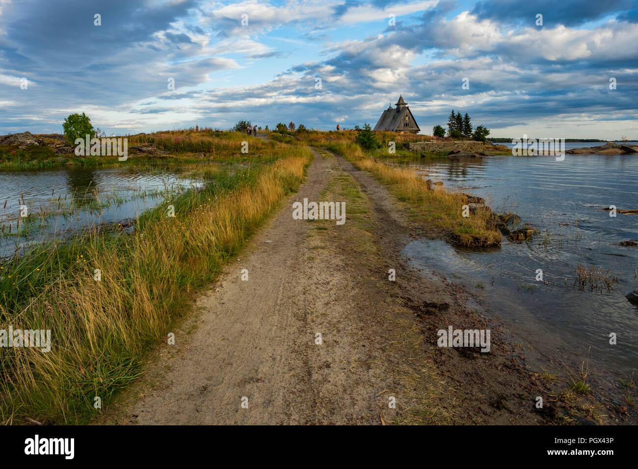 Old russian Orthodox wooden church in the village Rabocheostrovsk ...