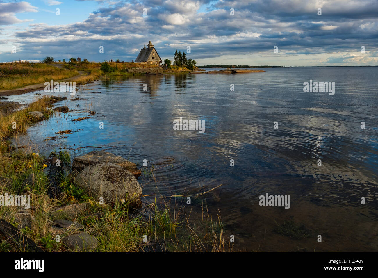 Old russian Orthodox wooden church in the village Rabocheostrovsk ...