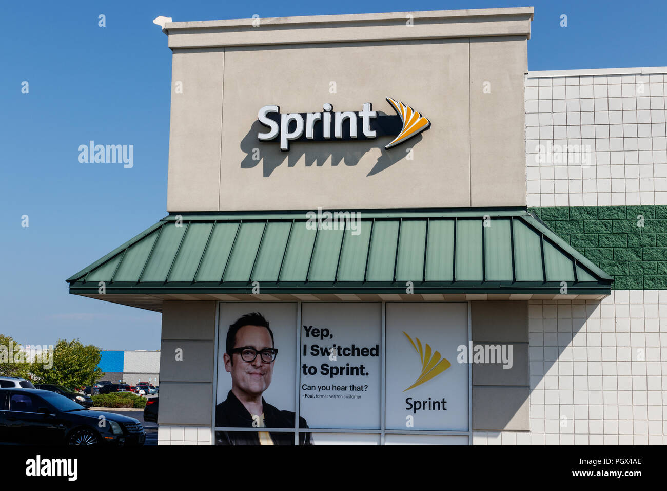 Frankfort - Circa August 2018: Sprint mobile phone store. Opposition is growing to the T-Mobile Sprint merger II Stock Photo
