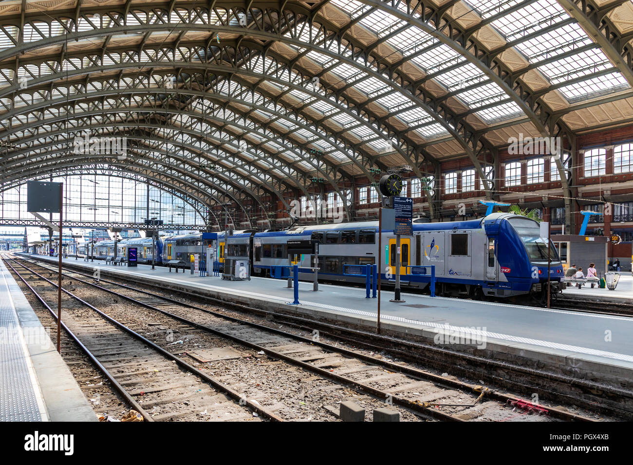 Platforms and travellers at Gare de Lille Flanders railway station
