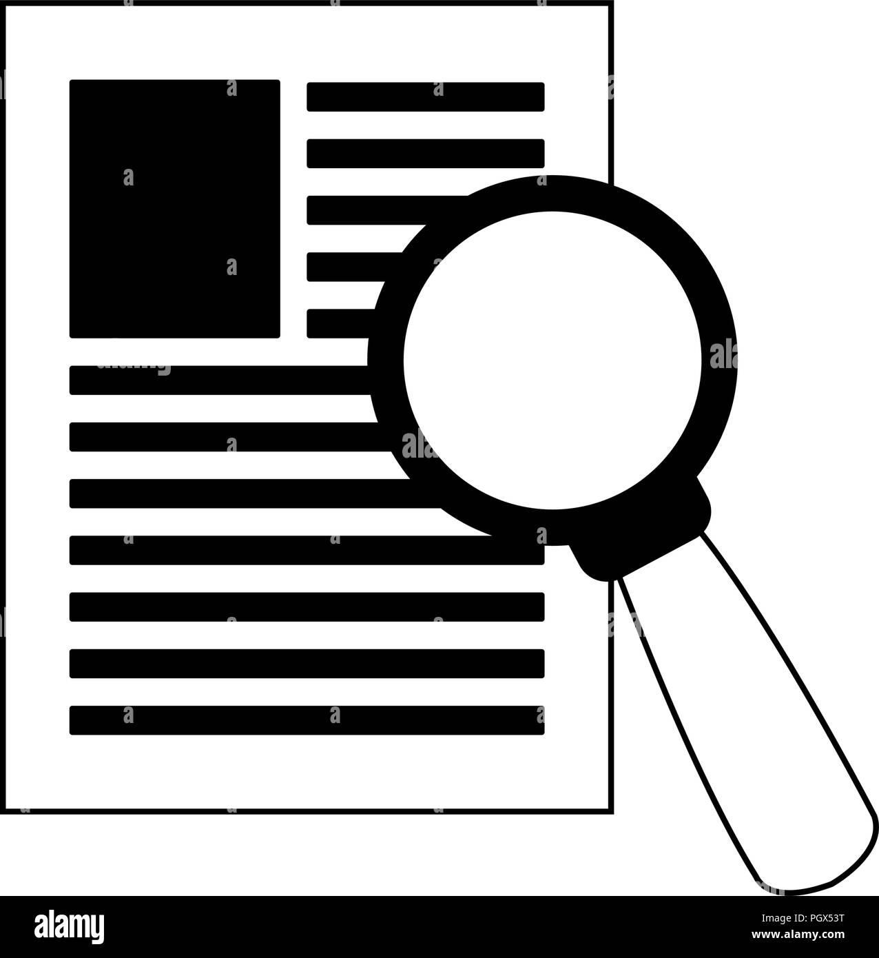 Magnifying glass on sheet in black and white Stock Vector Image & Art ...