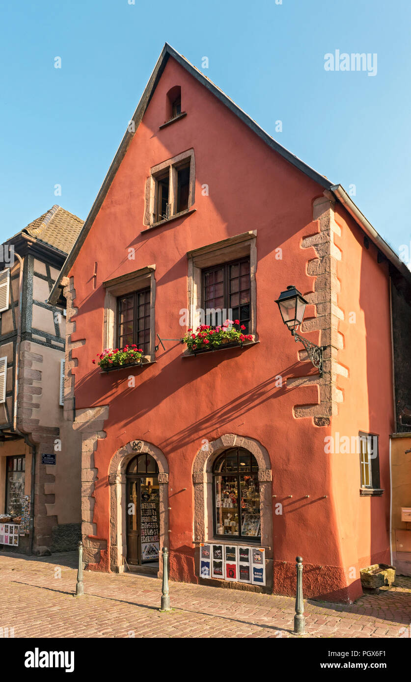 House of Rue du General de Gaulle in Kaysersberg, Alsace, France Stock Photo