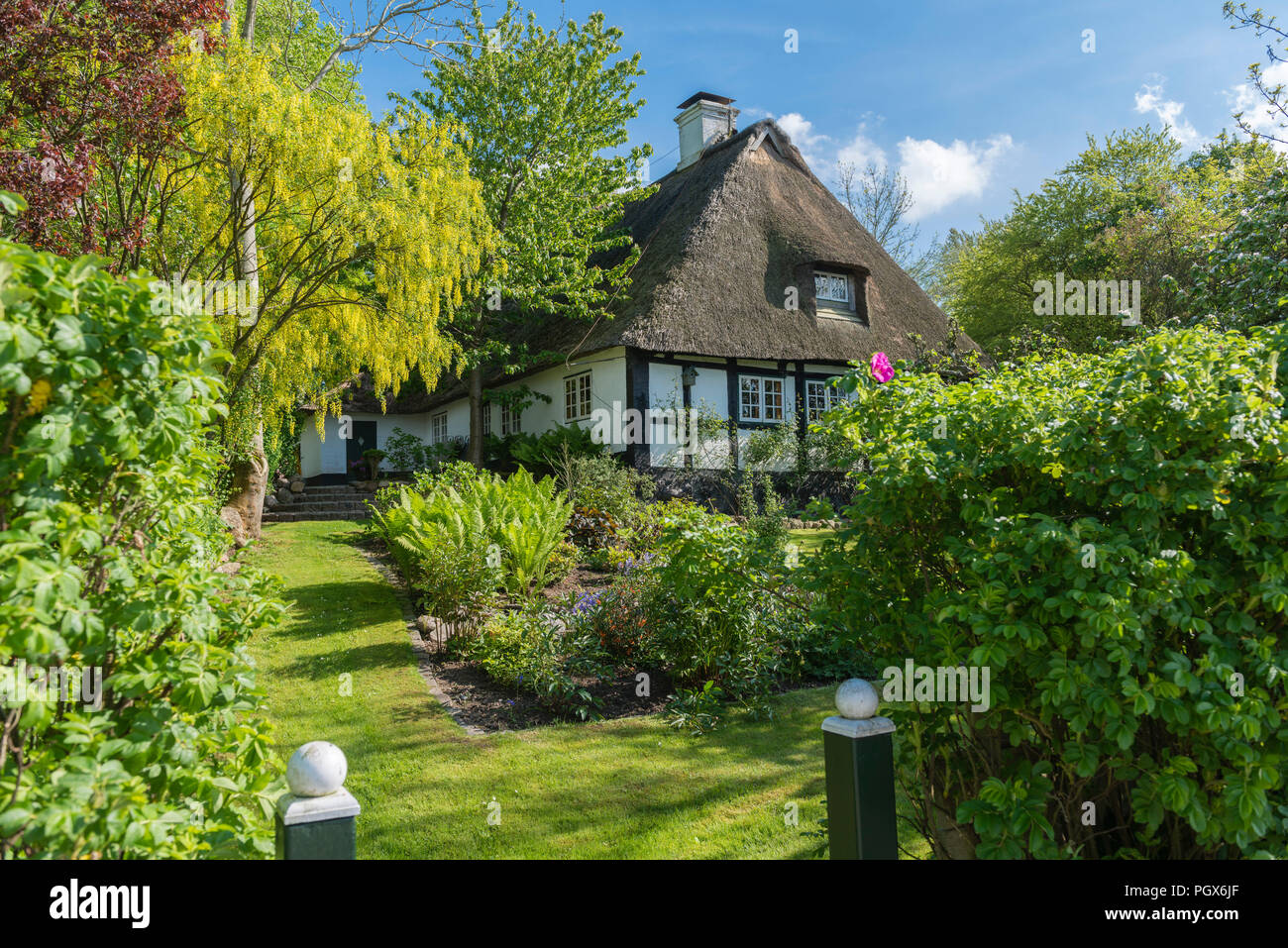 Typical Thatched Cottage, Sieseby, Thumby, Schleswig Holstein, Germany