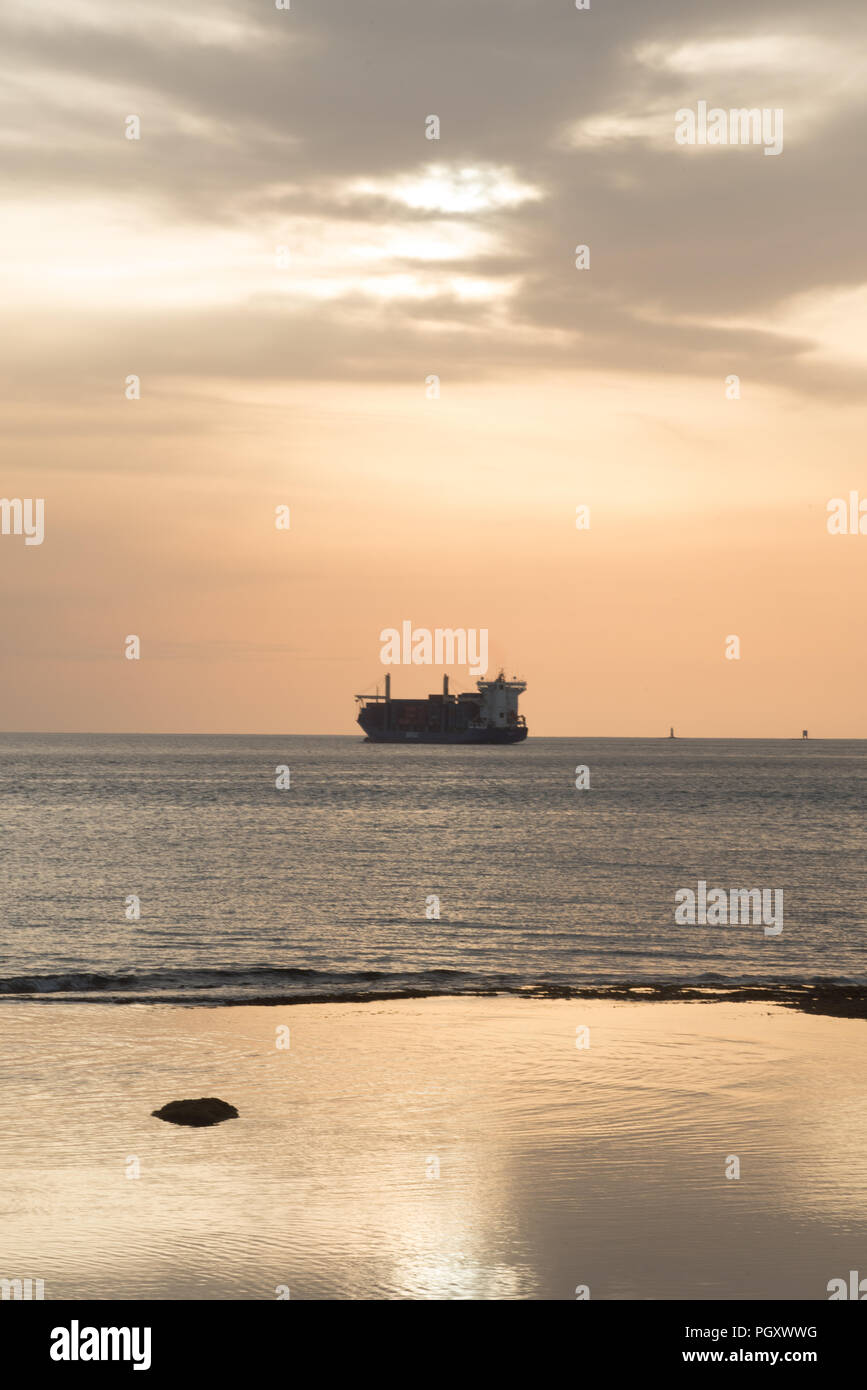Cargo in background , typical seascape of Livorno Stock Photo