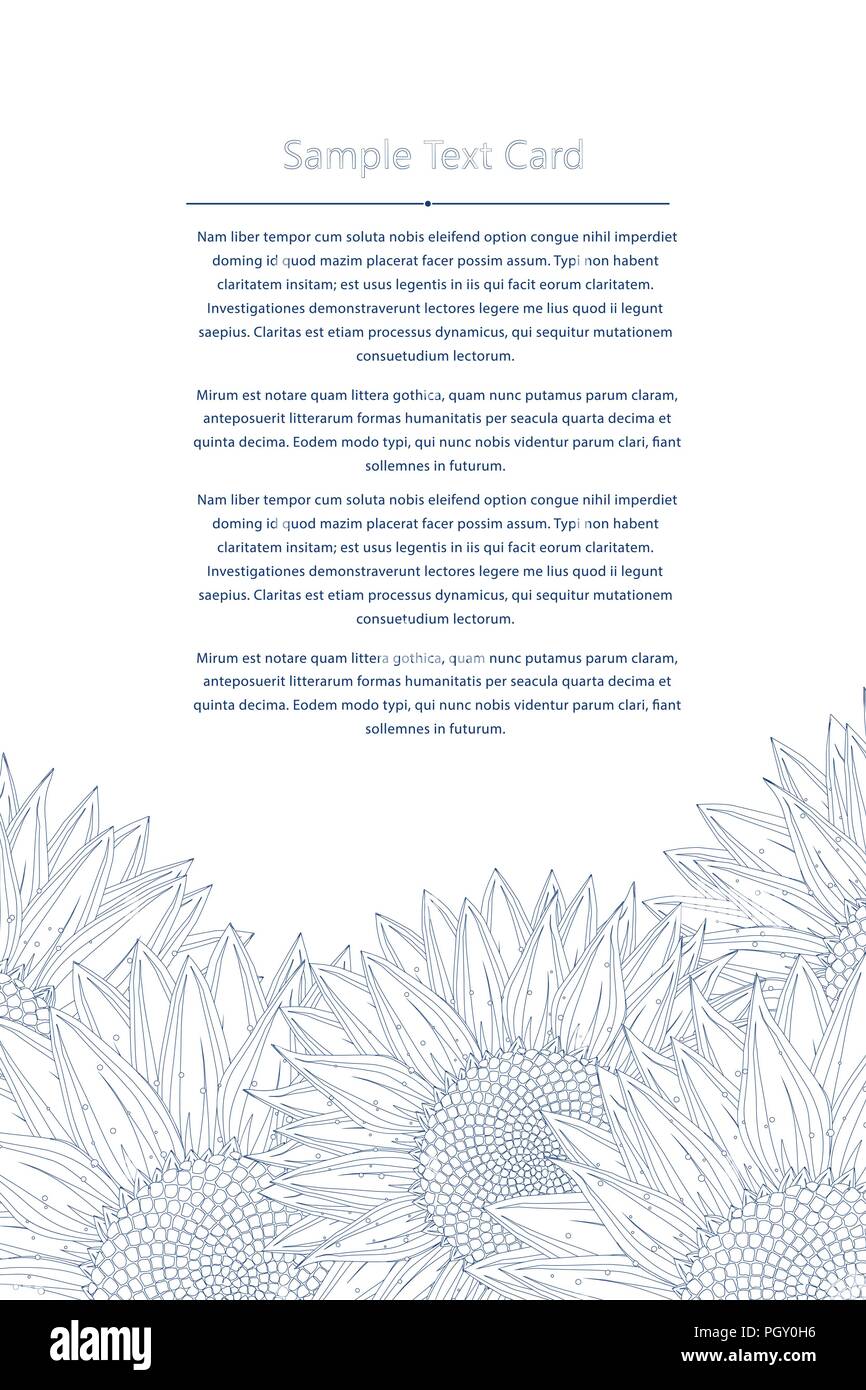 Sunflowers hand draw sketch text card Stock Vector