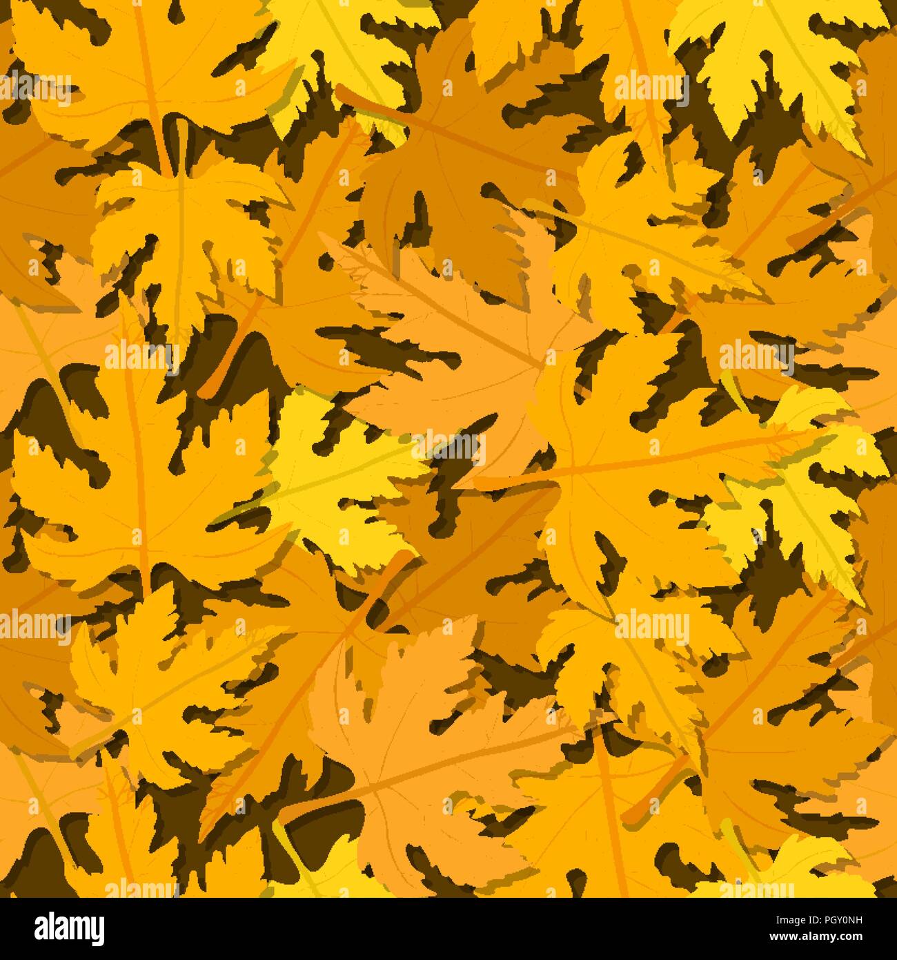 Autumn seamless pattern with leaves bed Stock Vector