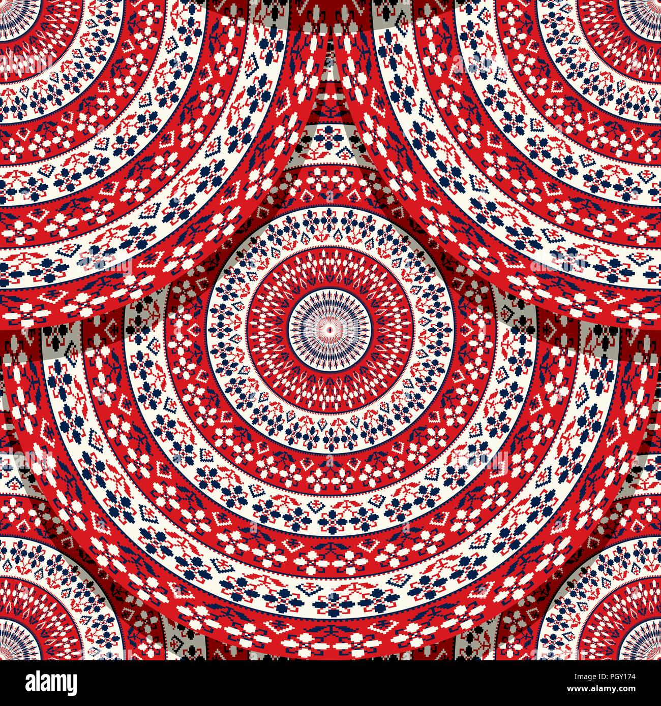 Vector seamless geometric pattern design with Romanian folk motif Stock Vector