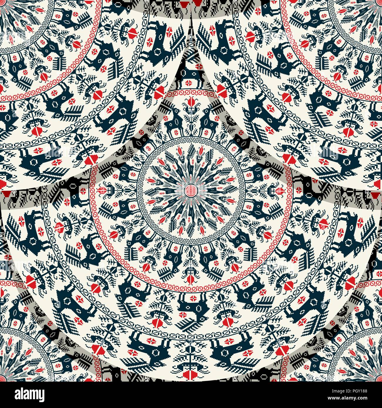 Vector seamless geometric pattern design with Romanian folk motif Stock Vector