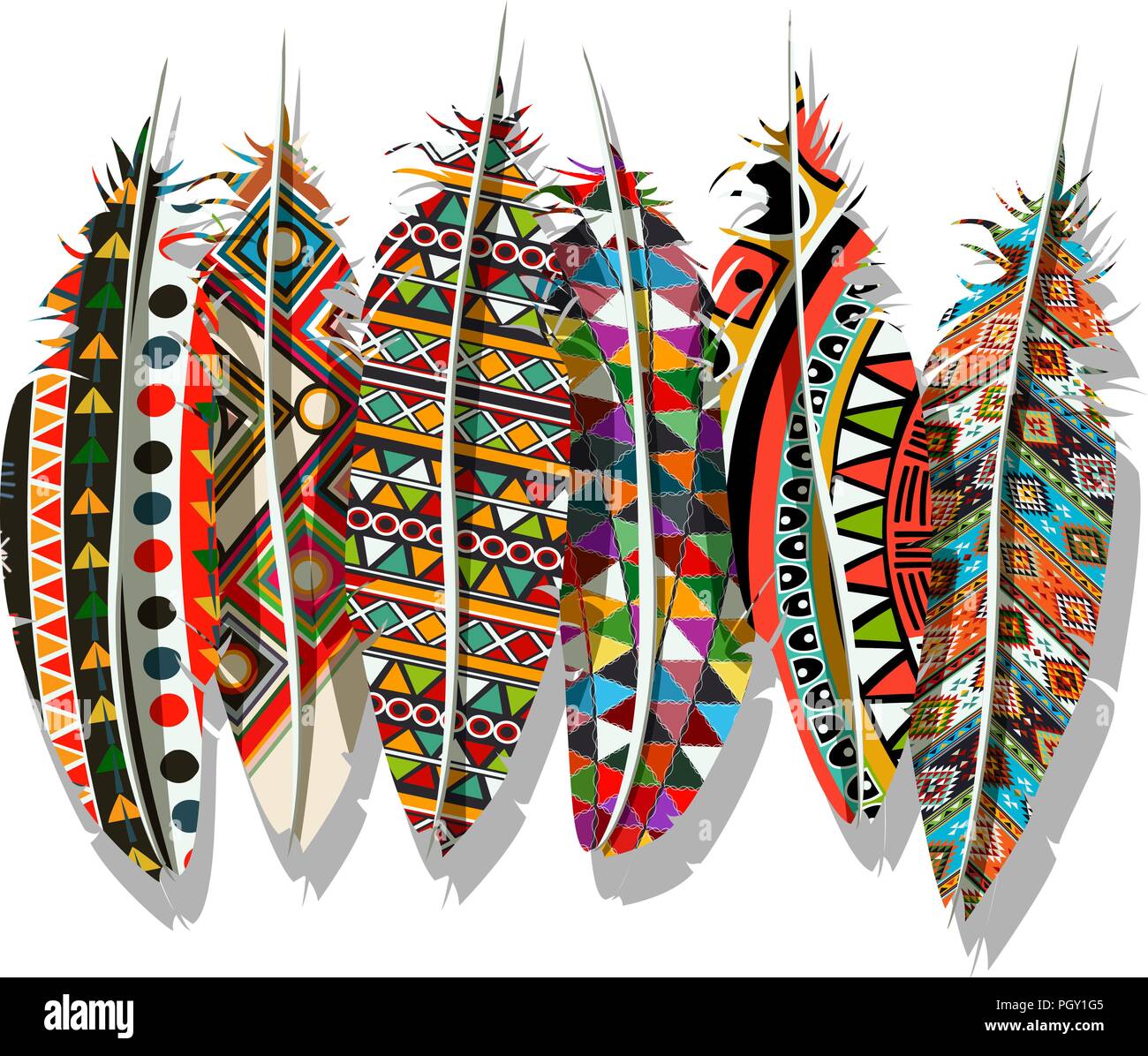 Native American Feather Drawings