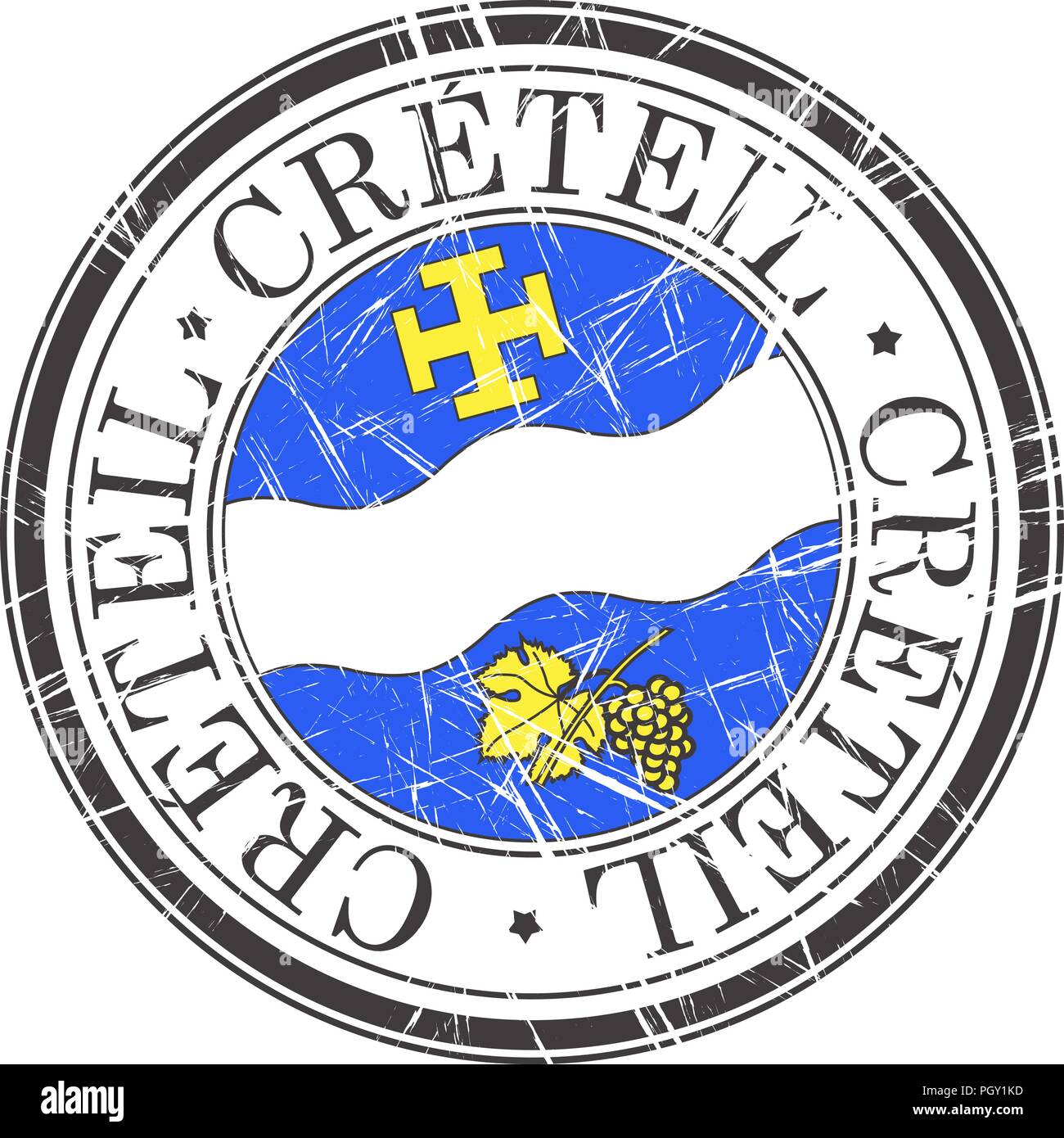 Creteil city grunge rubber stamp on white Stock Vector