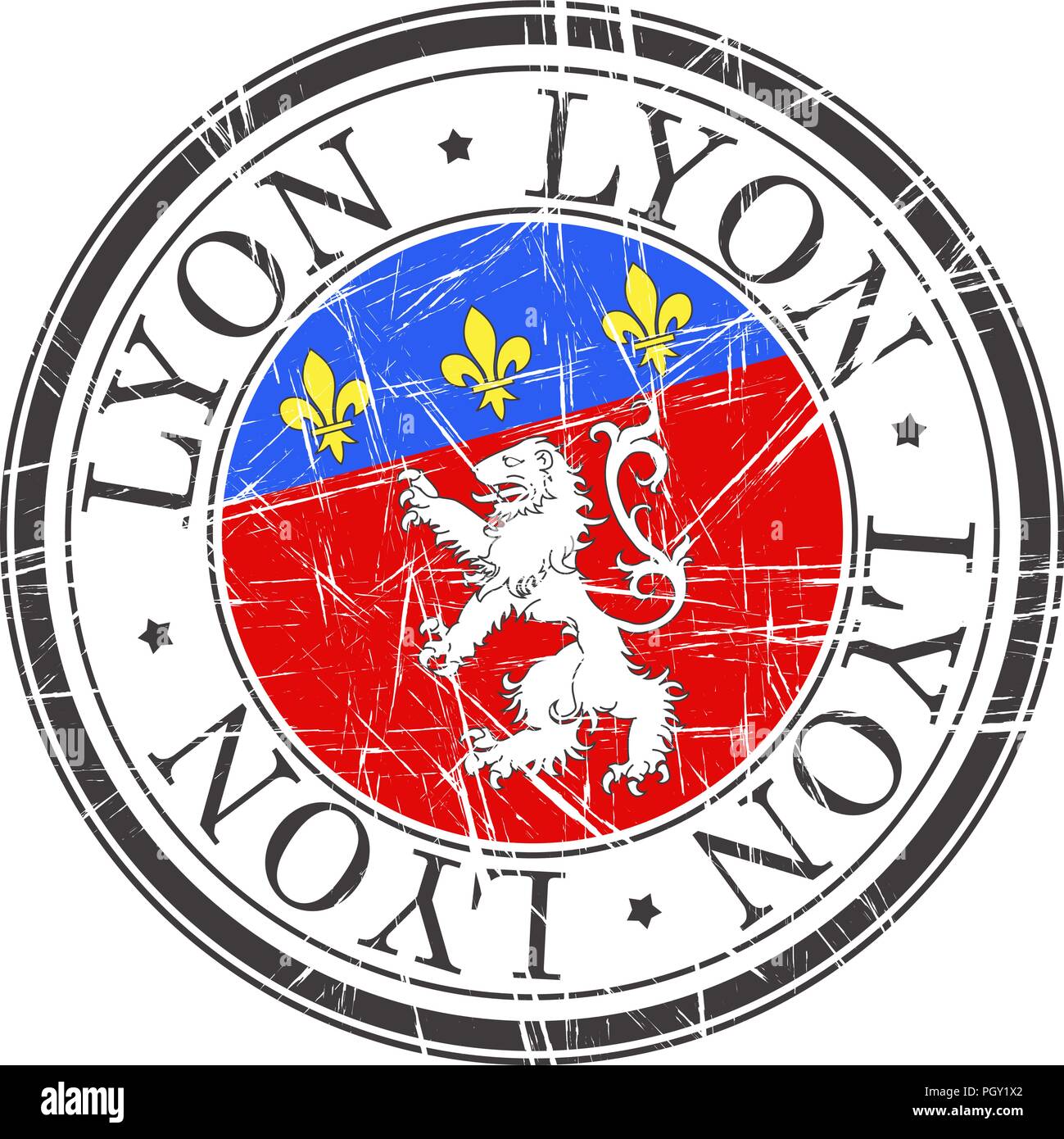 Lyon City Logo - Lyon City Grunge Rubber Stamp On White Stock Vector Image Art Alamy