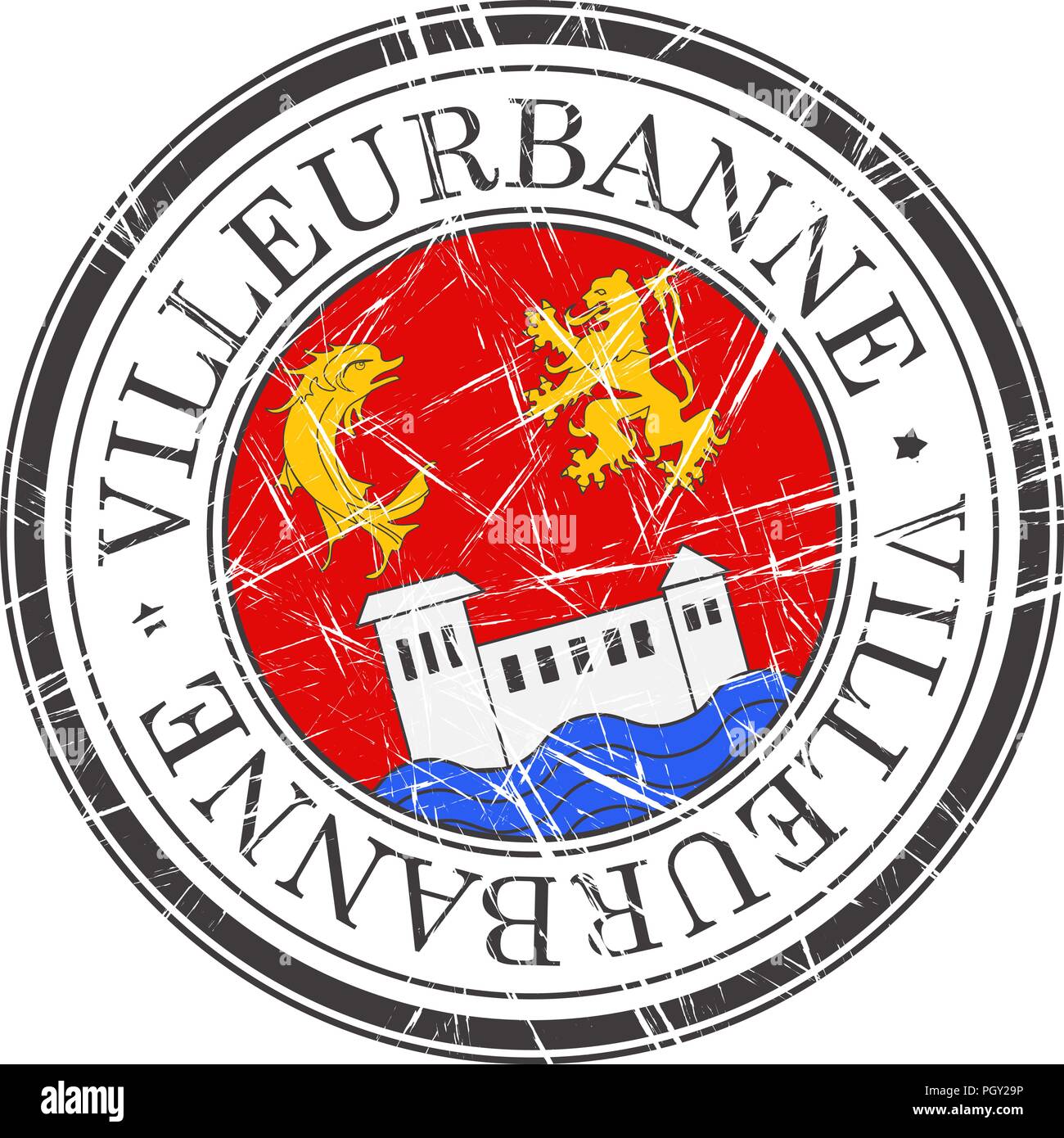 Villeurbanne city grunge rubber stamp on white Stock Vector