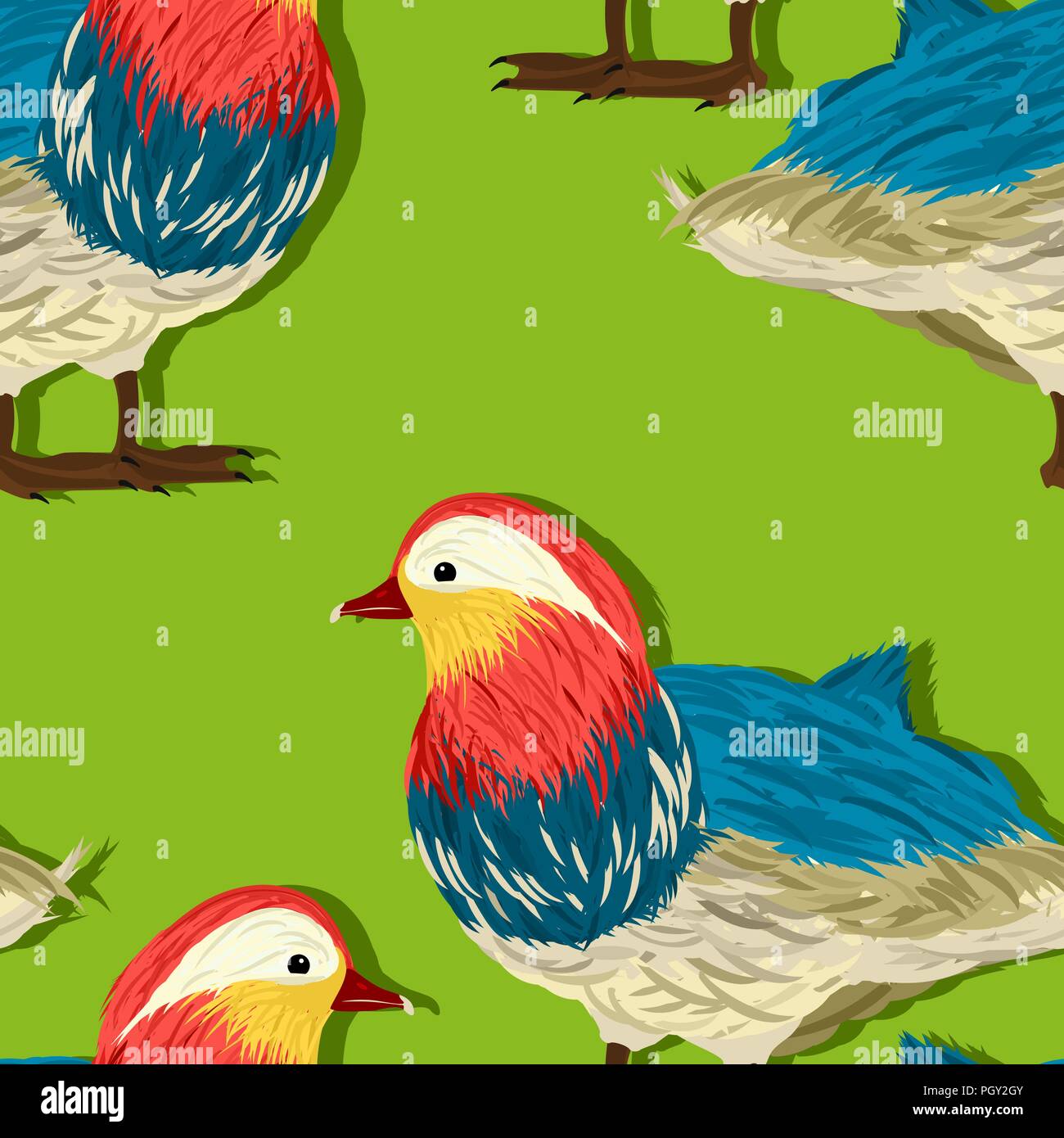 Mandarin Duck seamless pattern design Stock Vector