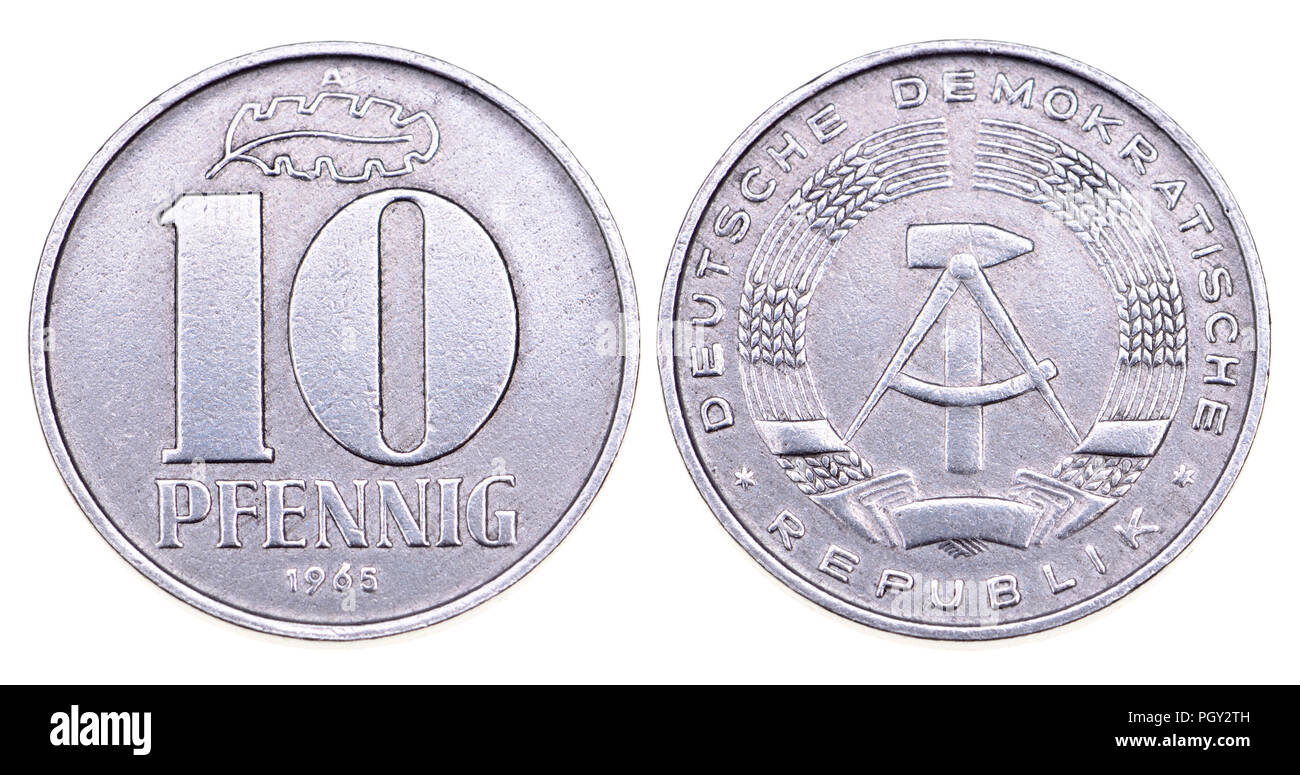 East German coin: 10 Pfennigs, 1965 Stock Photo - Alamy