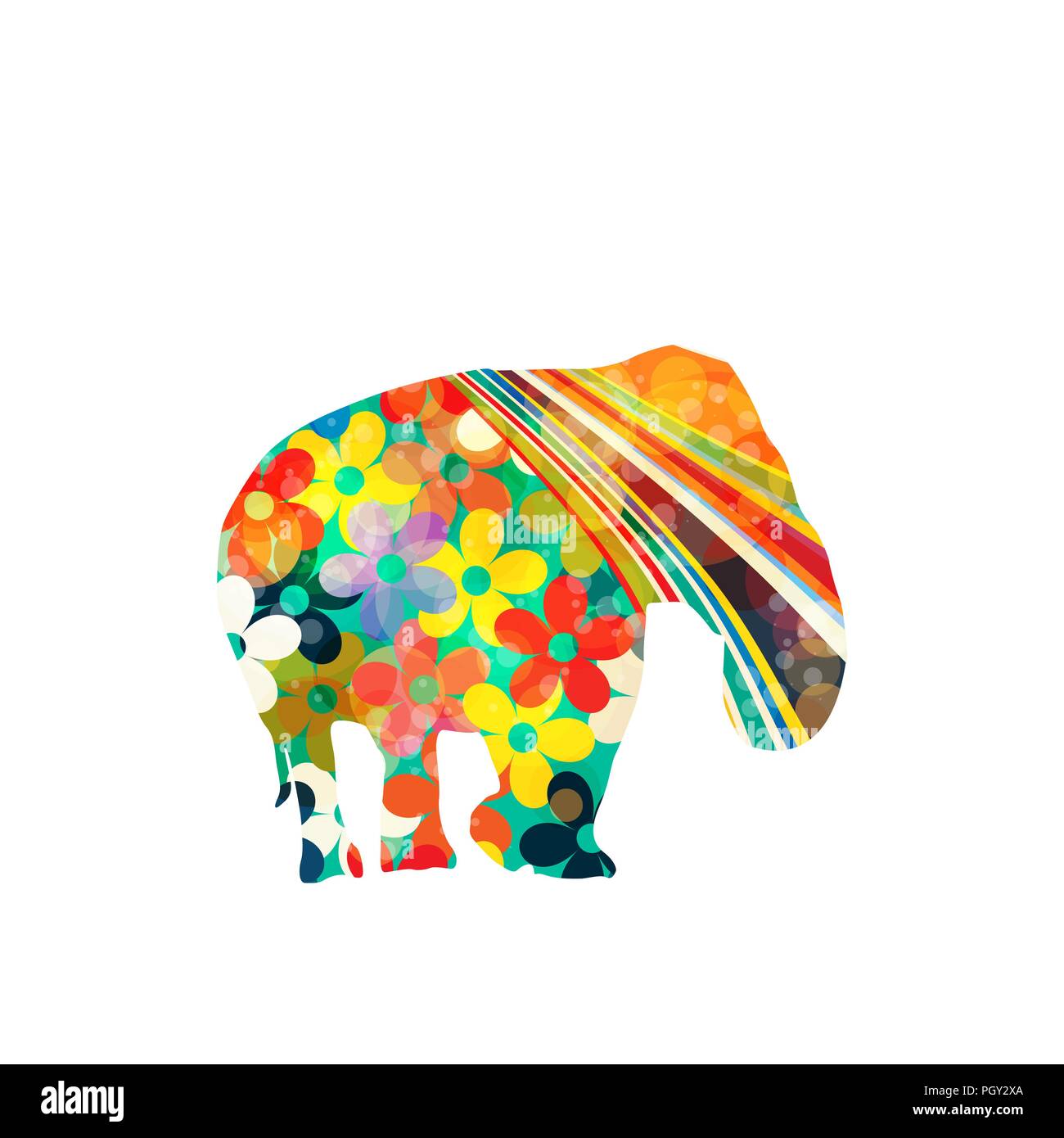Colorful elephant icon  on white background Stock Vector