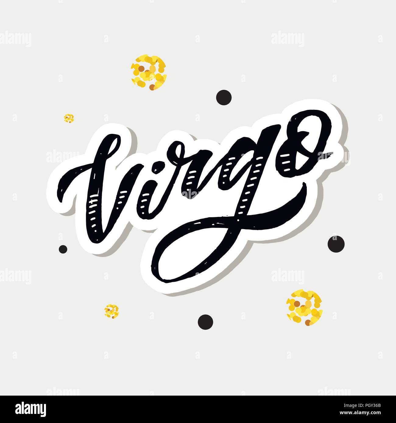 Virgo lettering Calligraphy Brush Text horoscope Zodiac sign ...