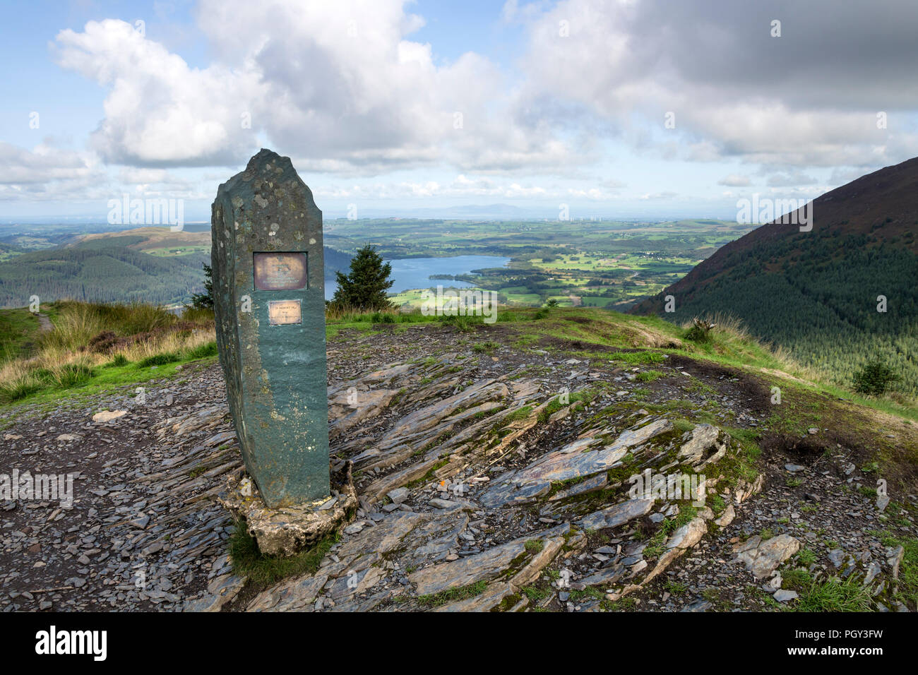 The Summit of Dodd and the View Over Bassenthwaite Lake Towards the Solway Firth and Scotland, Lake District, Cumbria, UK. Stock Photo