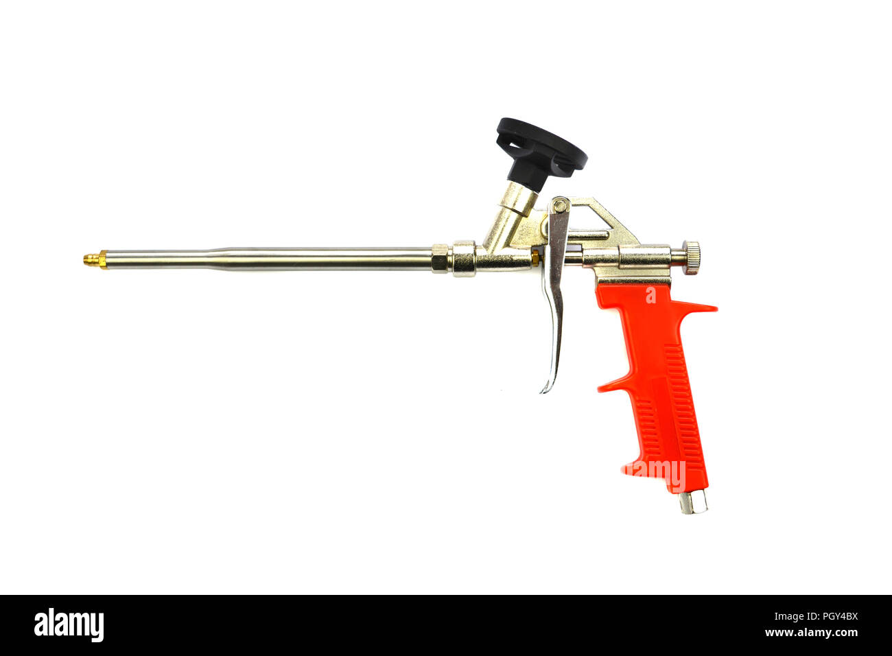 New mounting foam sprayer gun pistol tool isolated on white background Stock Photo