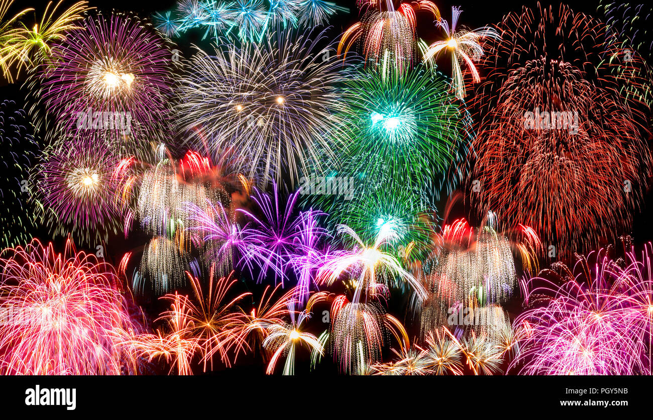 Fireworks during new year's party celebration Stock Photo