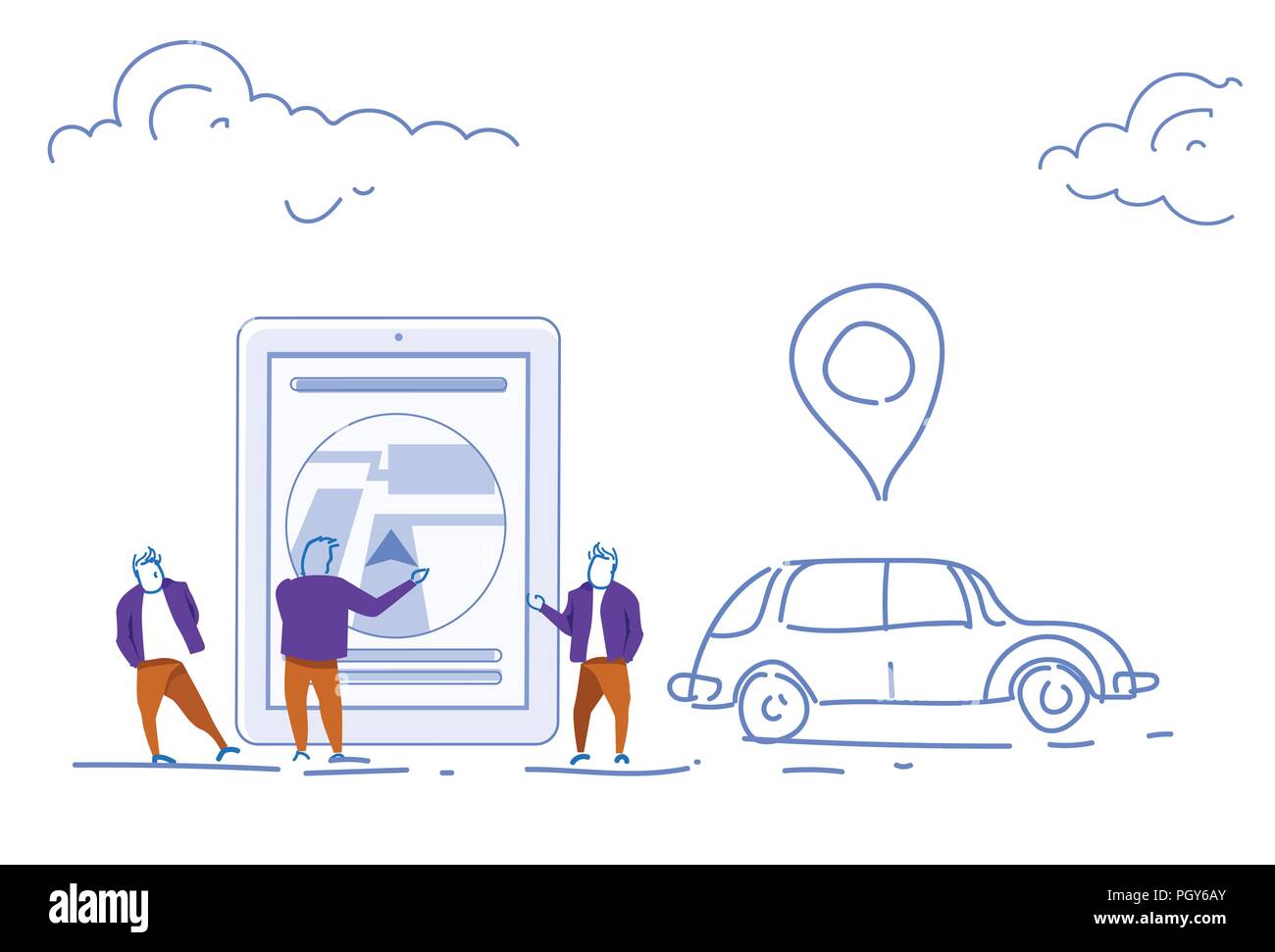 businessmen using mobile app taxi service online city map application car delivery concept