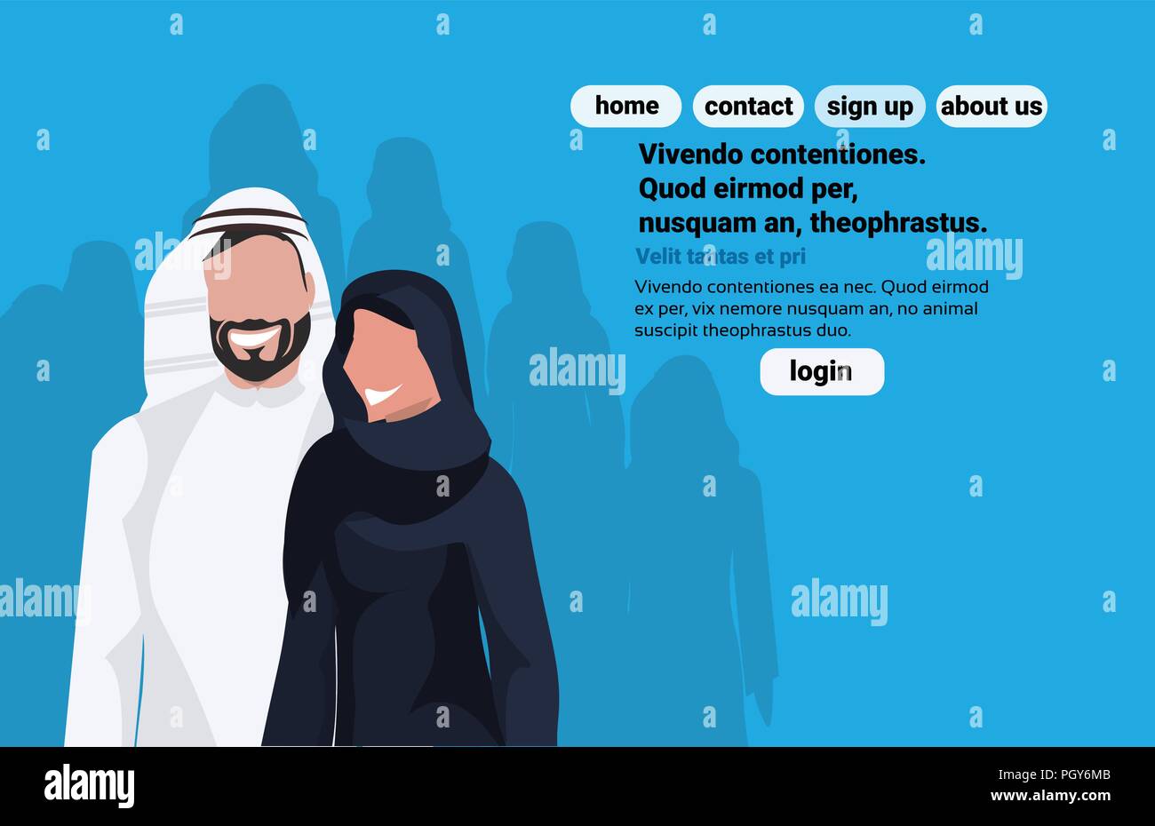 Arabic Business Man Woman Wearing Traditional Clothes Black White Saree Arab Couple Standing Together Cartoon Character Avatar Blue Background Flat Portrait Horizontal Copy Space Stock Vector Image Art Alamy