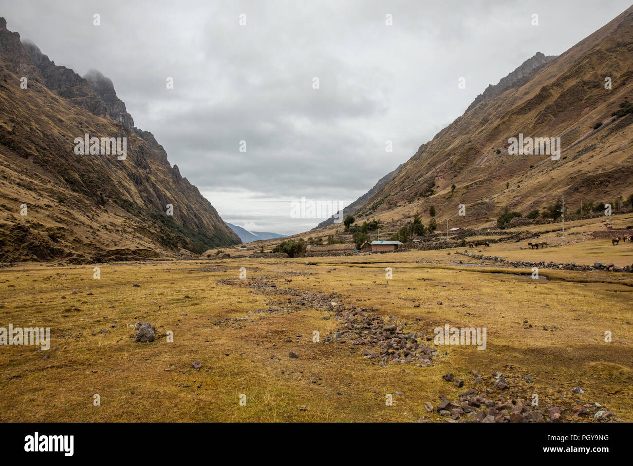 Cancha Cancha Village In the Lares Valley, along the Lares Trek, near Cusco and Machu Picchu, Peru Stock Photo